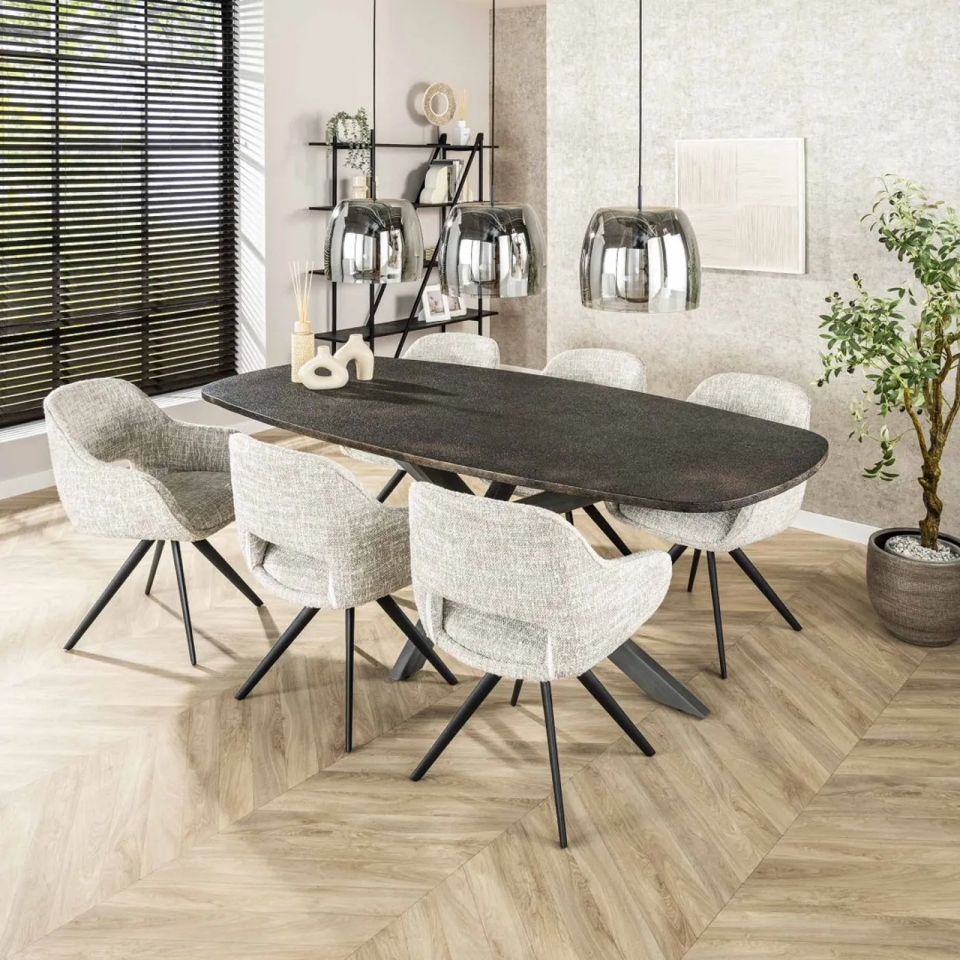 Esstisch Steja | 215 cm | oval | Metallic / grau