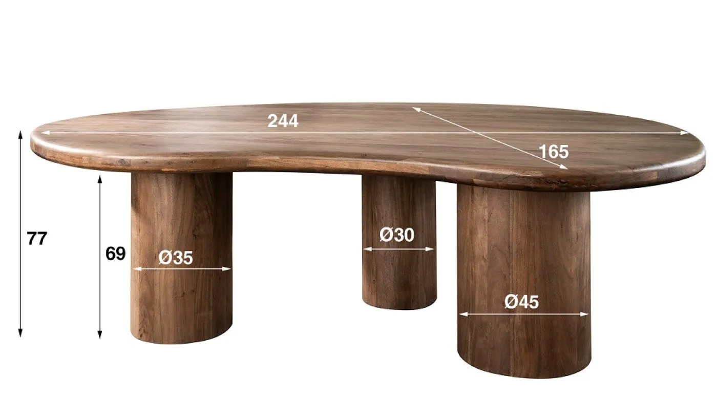 Esstisch Tabula | Nierenförmig | 245 cm | Akazie massiv | braun