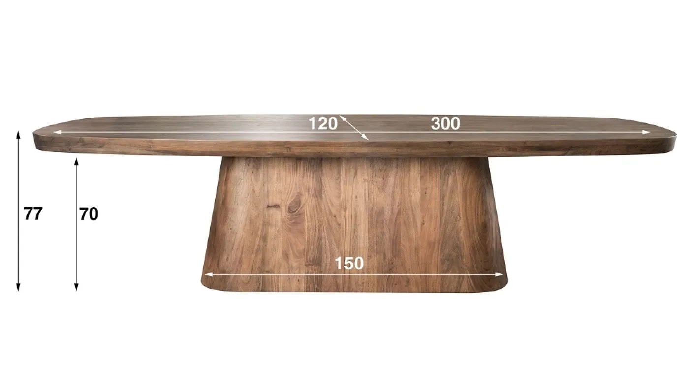 Esstisch Tabula | Oval | 300 cm | Akazie massiv | braun