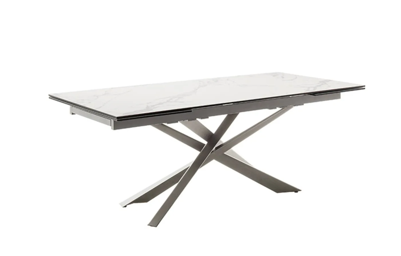 Esstisch Tesero | creme / Edelstahl | ausziehbar | 200(300) x 95