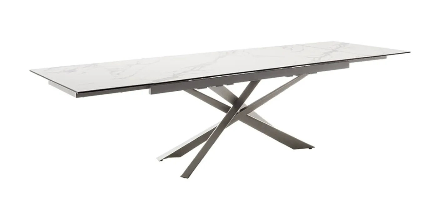 Esstisch Tesero | creme / Edelstahl | ausziehbar | 200(300) x 95