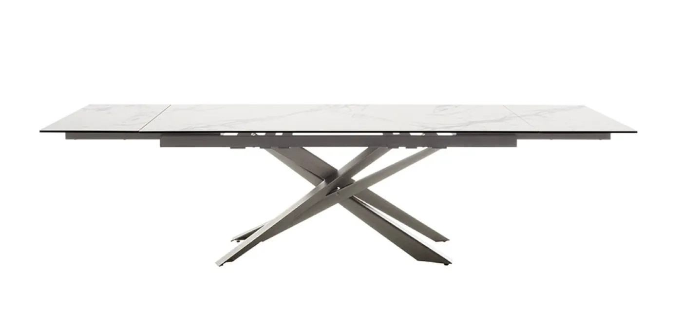 Esstisch Tesero | creme / Edelstahl | ausziehbar | 200(300) x 95