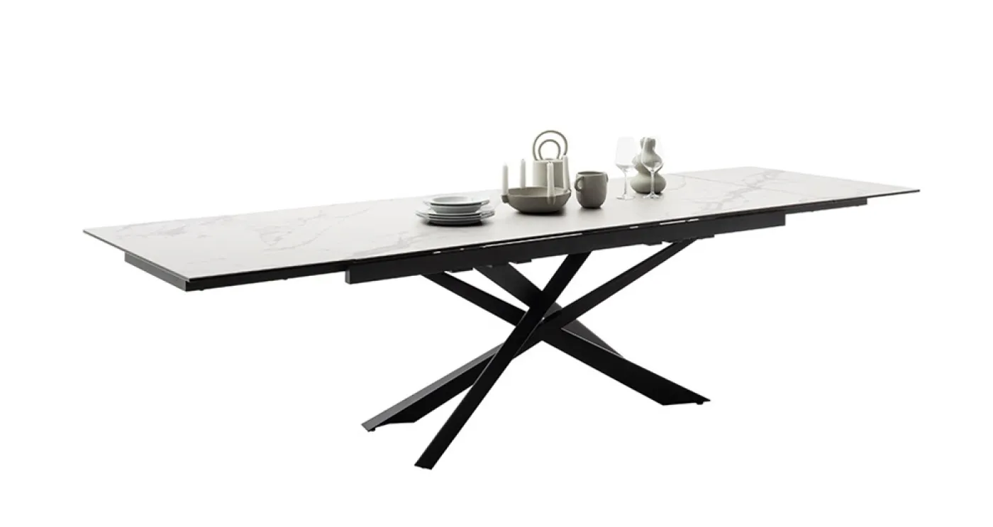 Esstisch Tesero | creme / schwarz | ausziehbar | 200(300) x 95