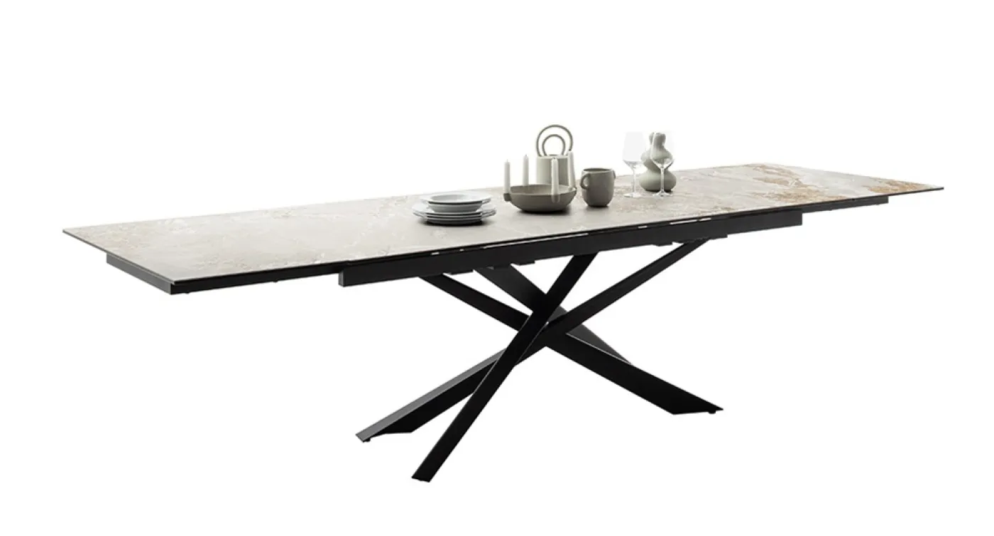 Esstisch Tesero | grau / schwarz | ausziehbar | 200(300) x 95