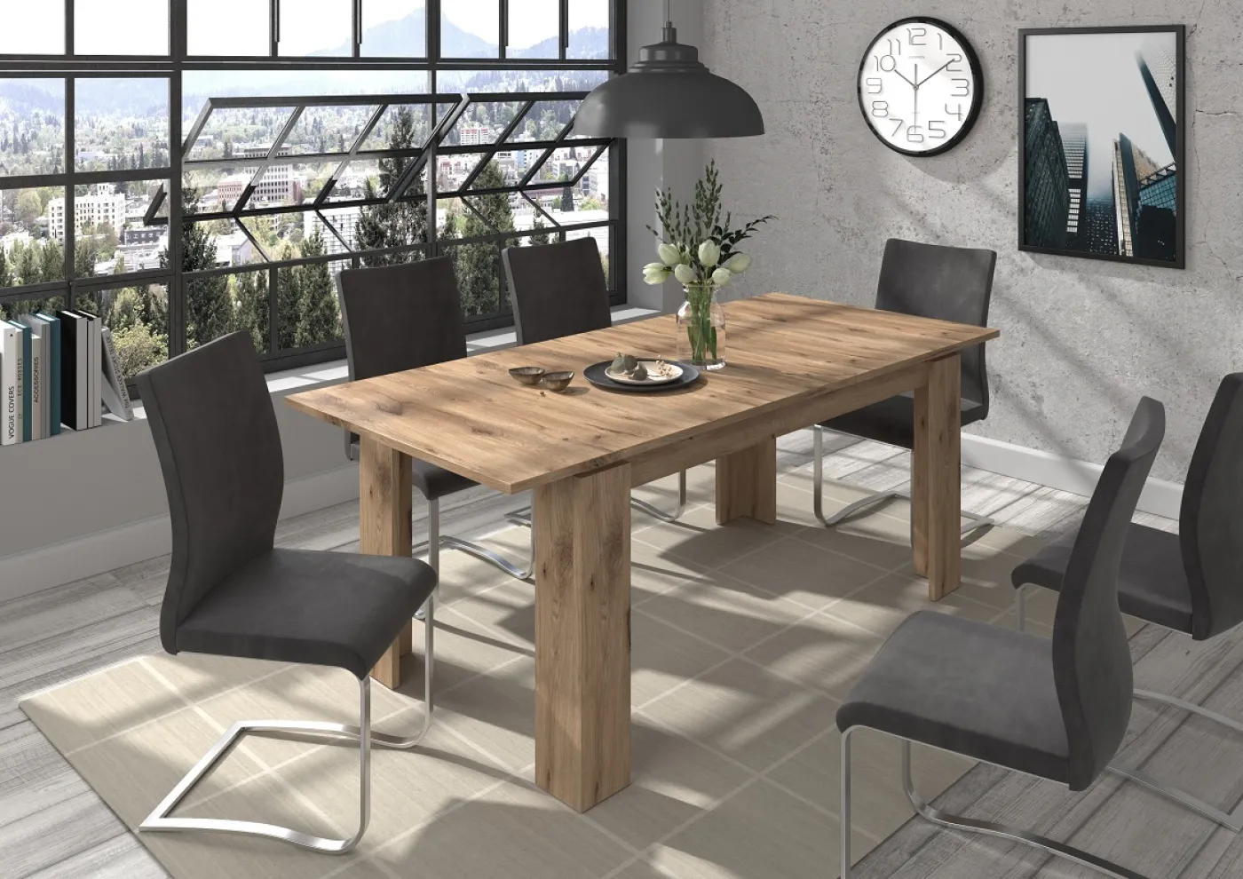 Esstisch Titan | Ausziehtisch | Nox Oak | 160 (200) x 90