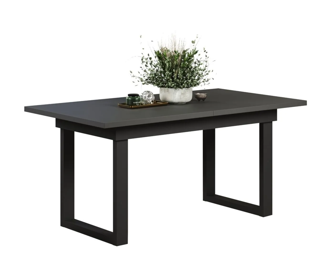 Esstisch Universal | ausziebar | 160 /200) x 90 | Anthrazit / Schwarz