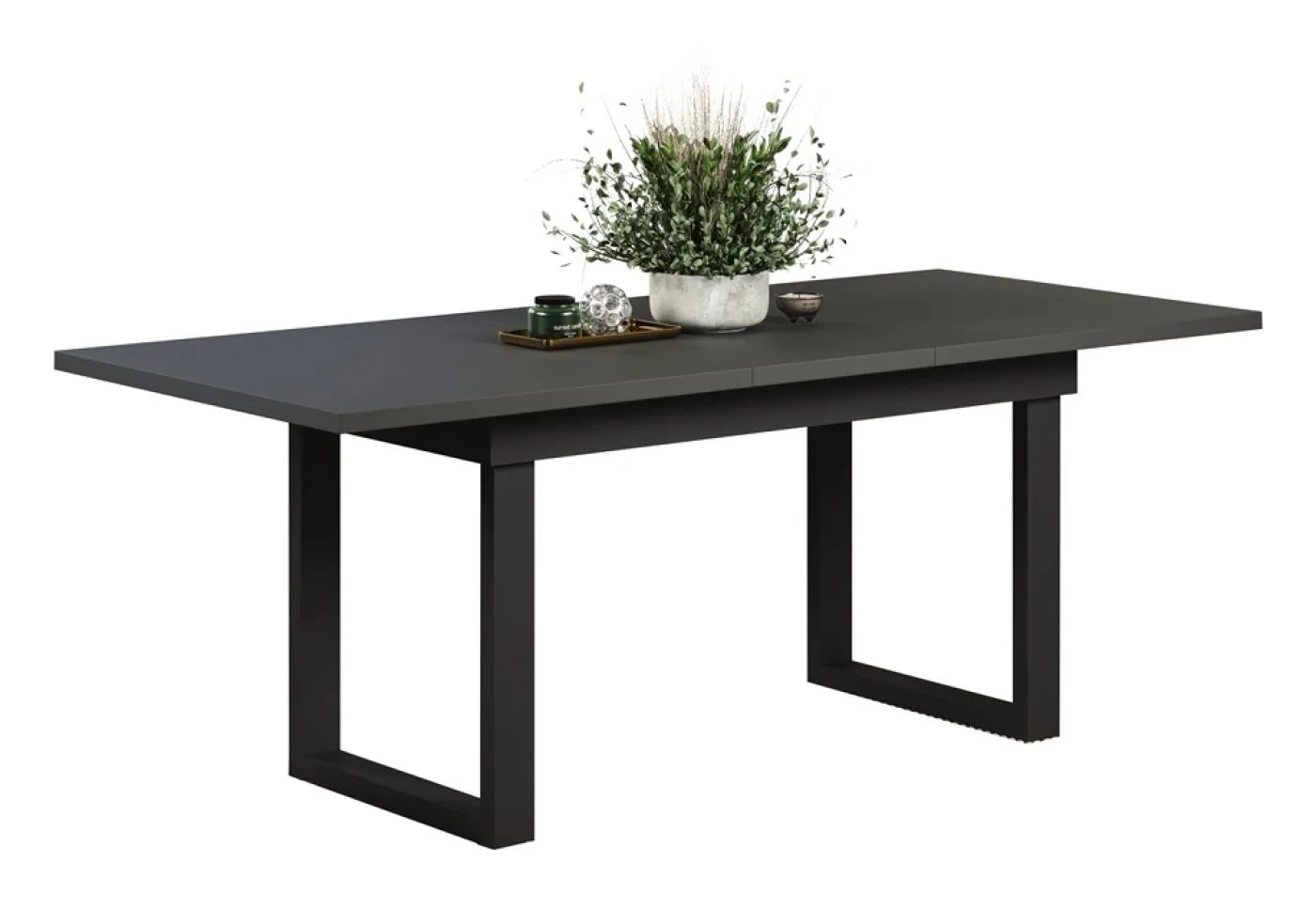 Esstisch Universal | ausziebar | 160 /200) x 90 | Anthrazit / Schwarz