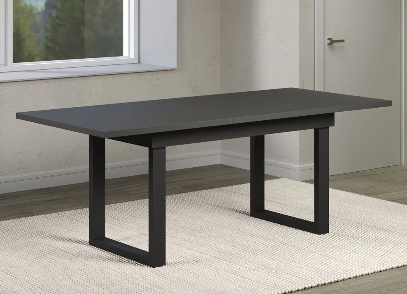 Esstisch Universal | ausziebar | 160 /200) x 90 | Anthrazit / Schwarz