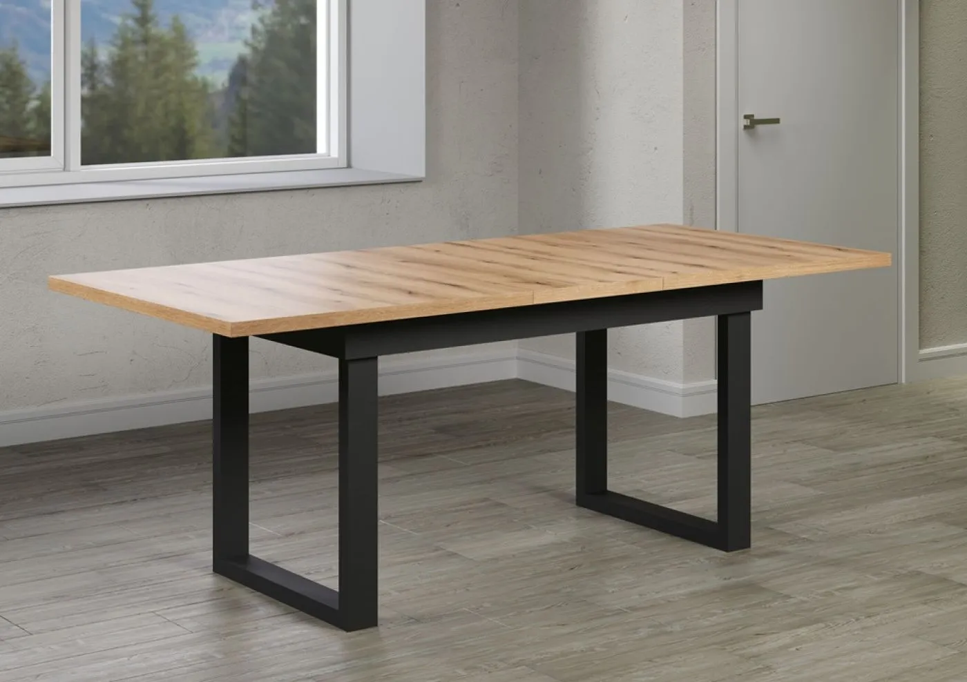 Esstisch Universal | ausziebar | 160 /200) x 90 | Evoke Eiche / Schwarz