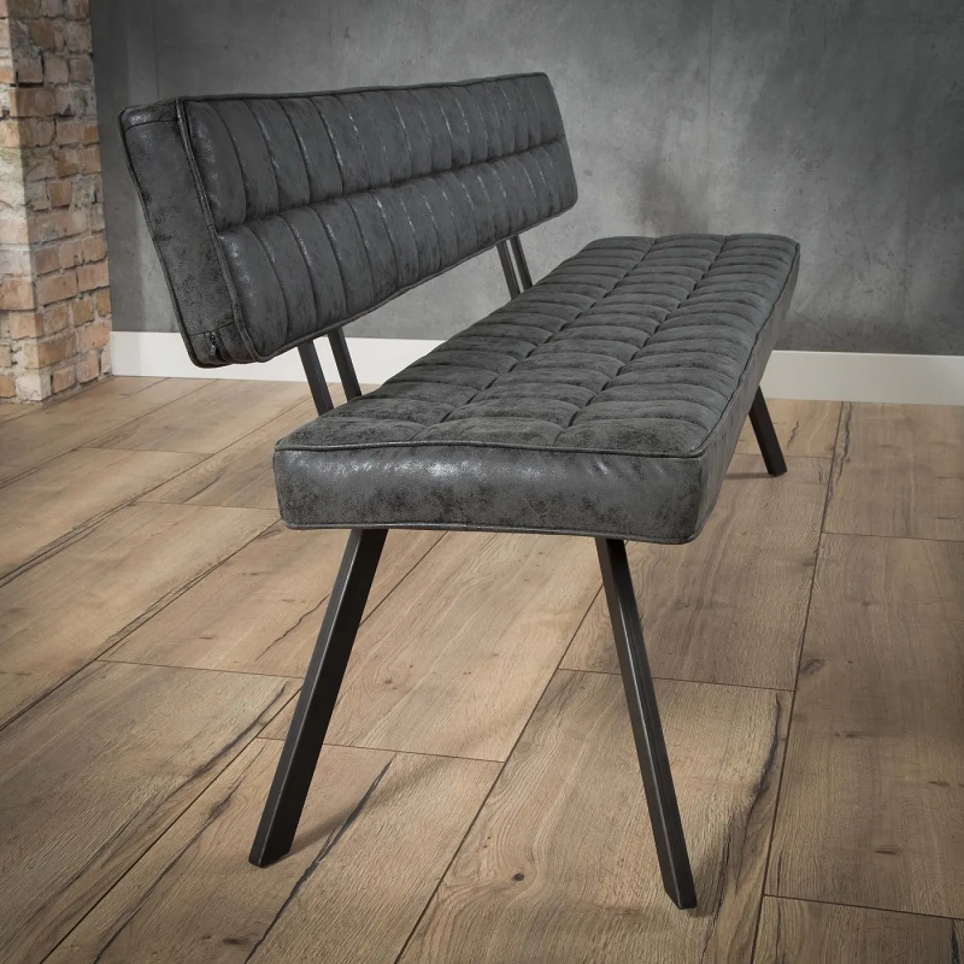 Esszimmerbank Josie | Kunstleder | schwarz | 180 cm