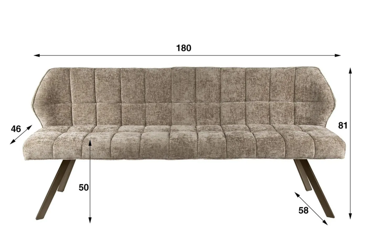 Esszimmerbank Muda | 180cm | Hoven-Stoff / Chenille | champagne-braun
