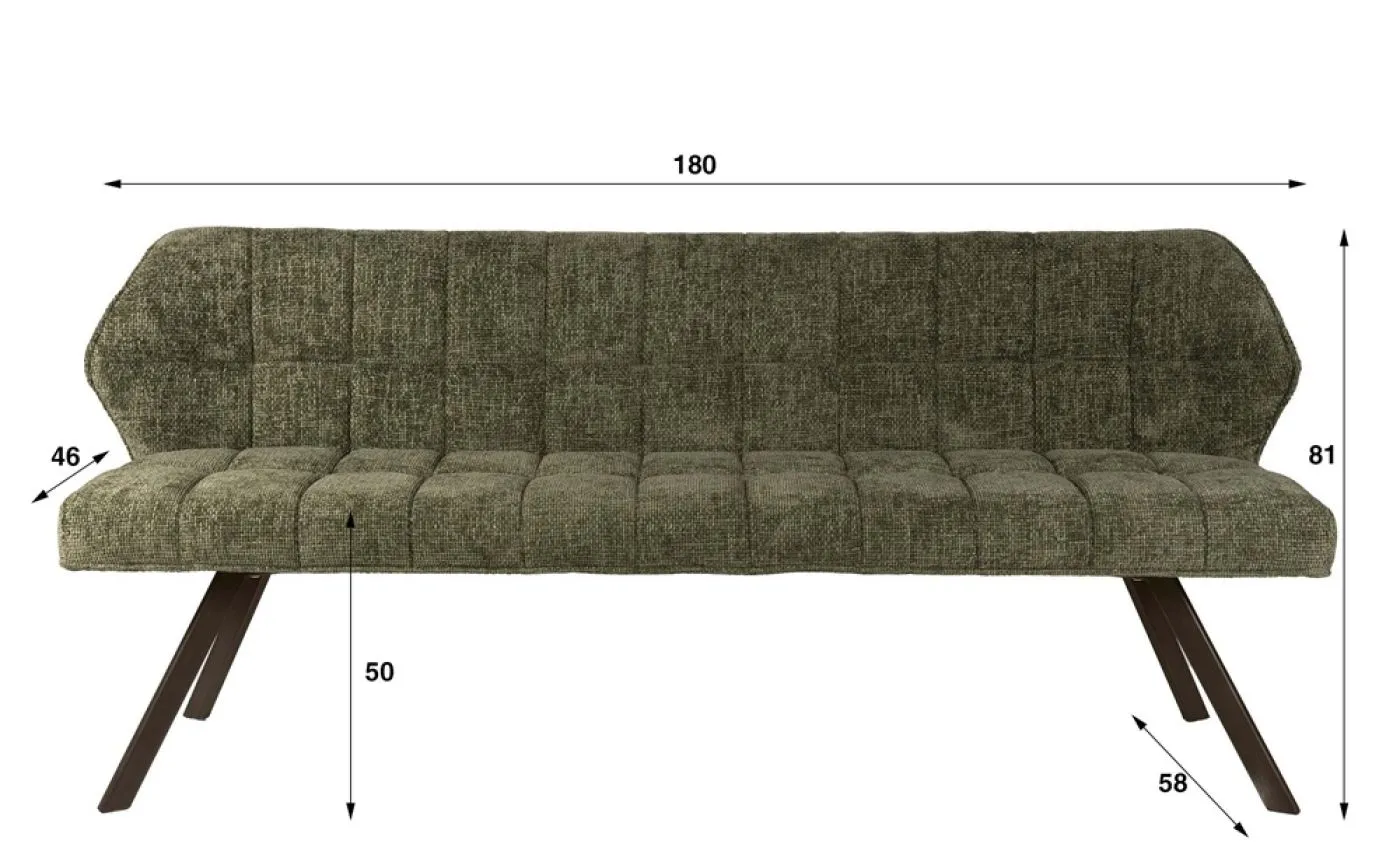 Esszimmerbank Muda | 180cm | Hoven-Stoff / Chenille | grün-braun