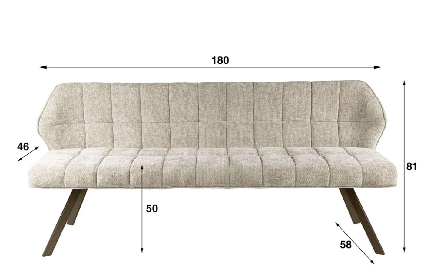 Esszimmerbank Muda | 180cm | Hoven-Stoff / Chenille | sand-braun