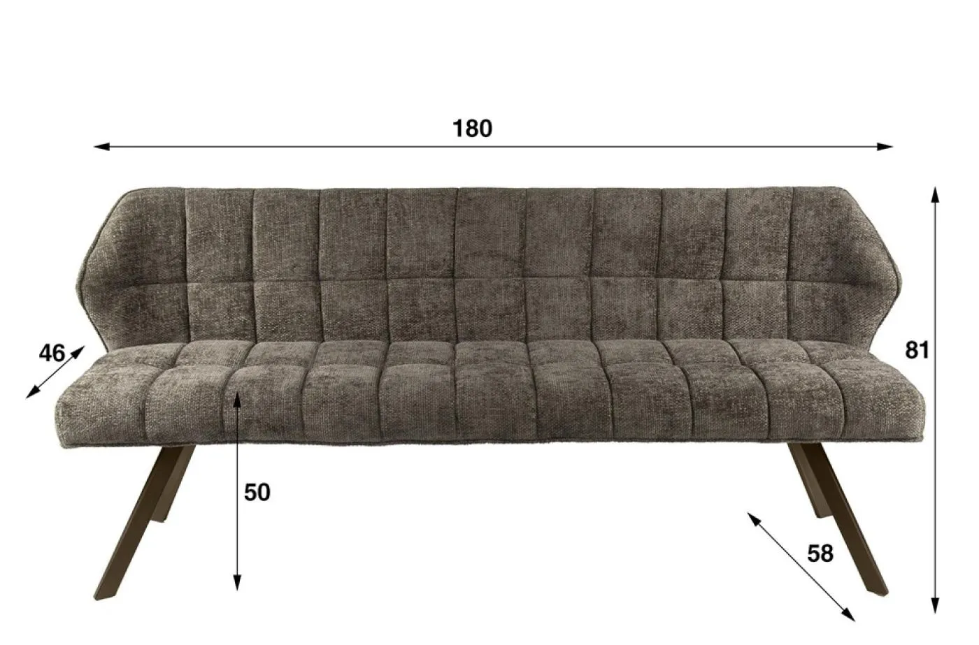 Esszimmerbank Muda | 180cm | Hoven-Stoff / Chenille | taupe-braun