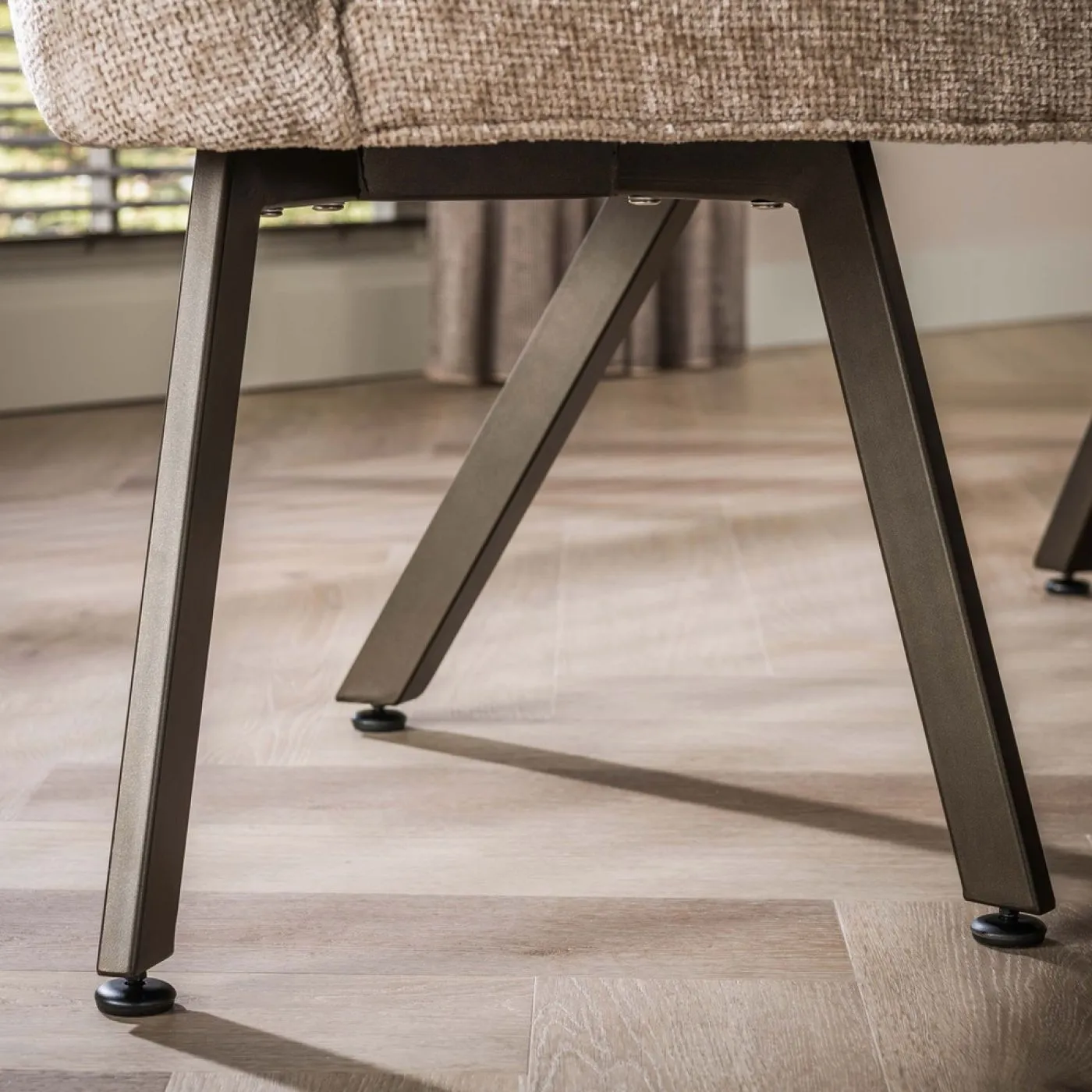 Esszimmerbank Selene 2-teilig 235cm | Halbrund | Hoven Stoff / Chenille | sand-braun
