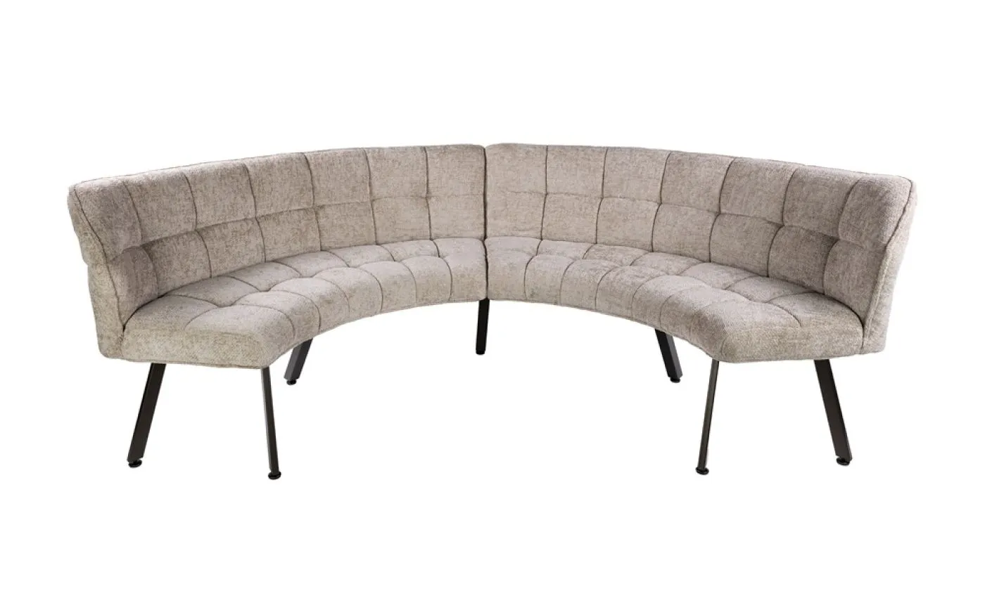 Esszimmerbank Selene 2-teilig 235cm | Halbrund | Hoven Stoff / Chenille | sand-braun