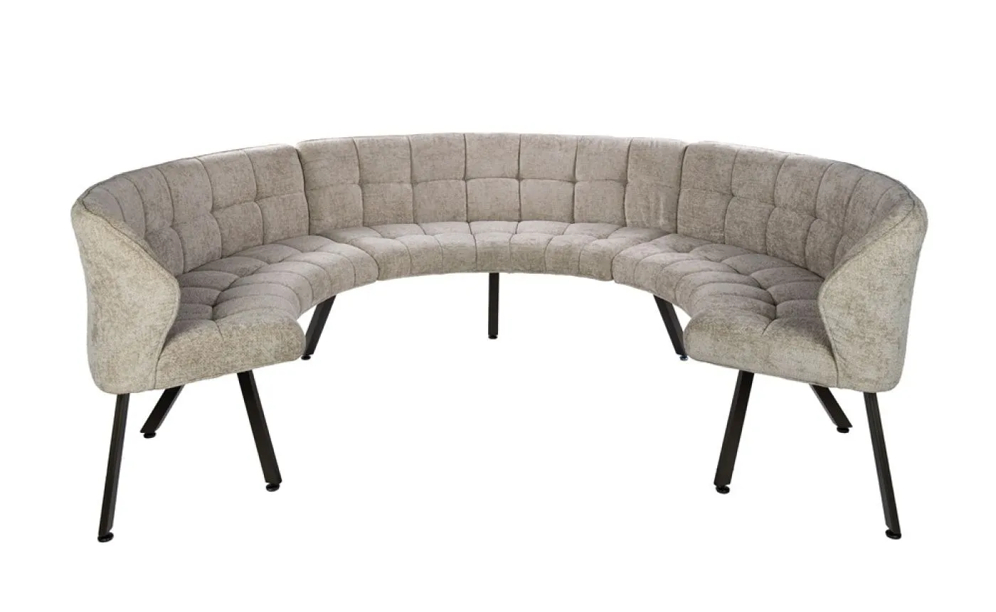 Esszimmerbank Selene 3-teilig 245cm | Rund | Hoven Stoff / Chenille | sand-braun