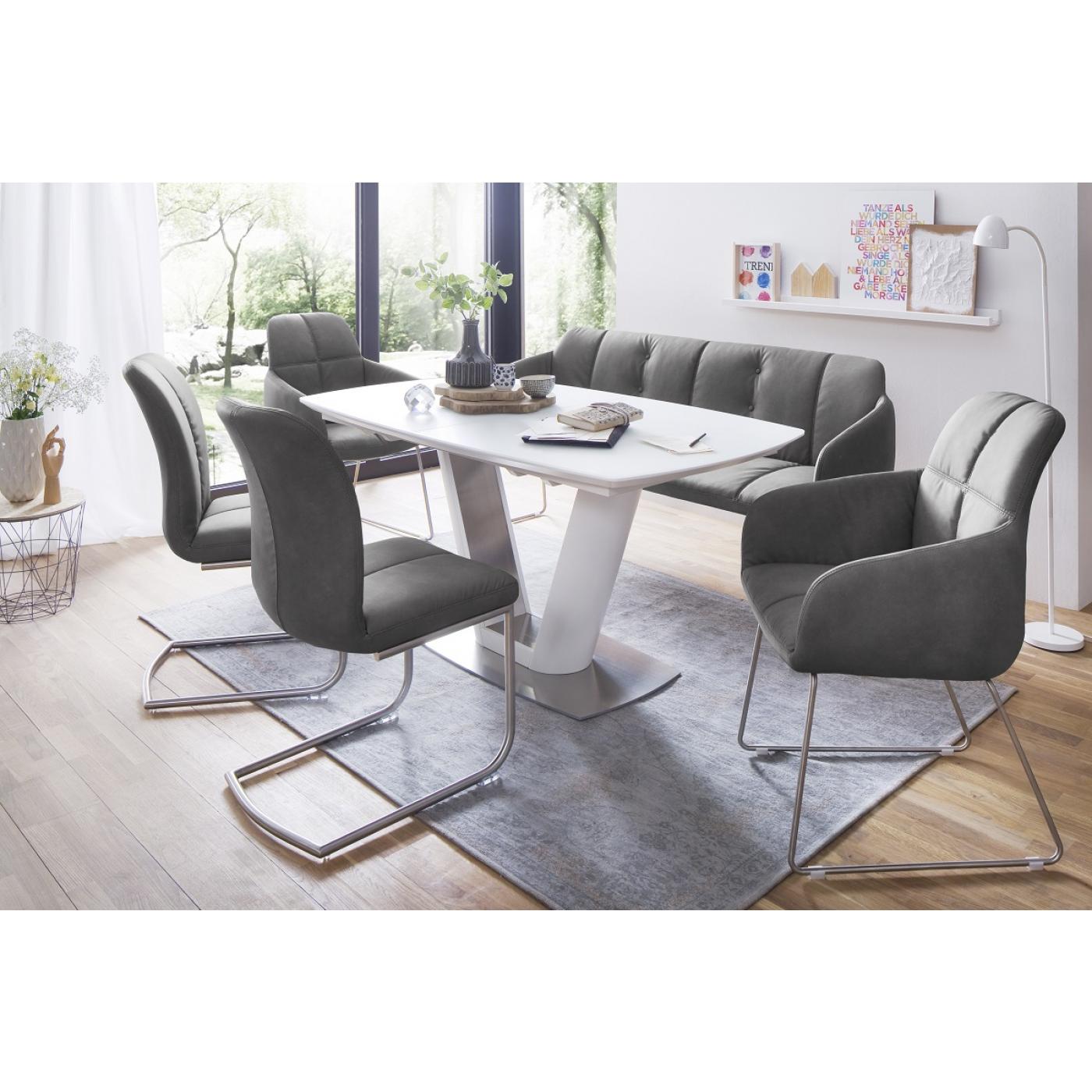 Esszimmerbank Tessera mit Armlehnen | 160/180 | Kunstleder | grau | verschiedene Größen