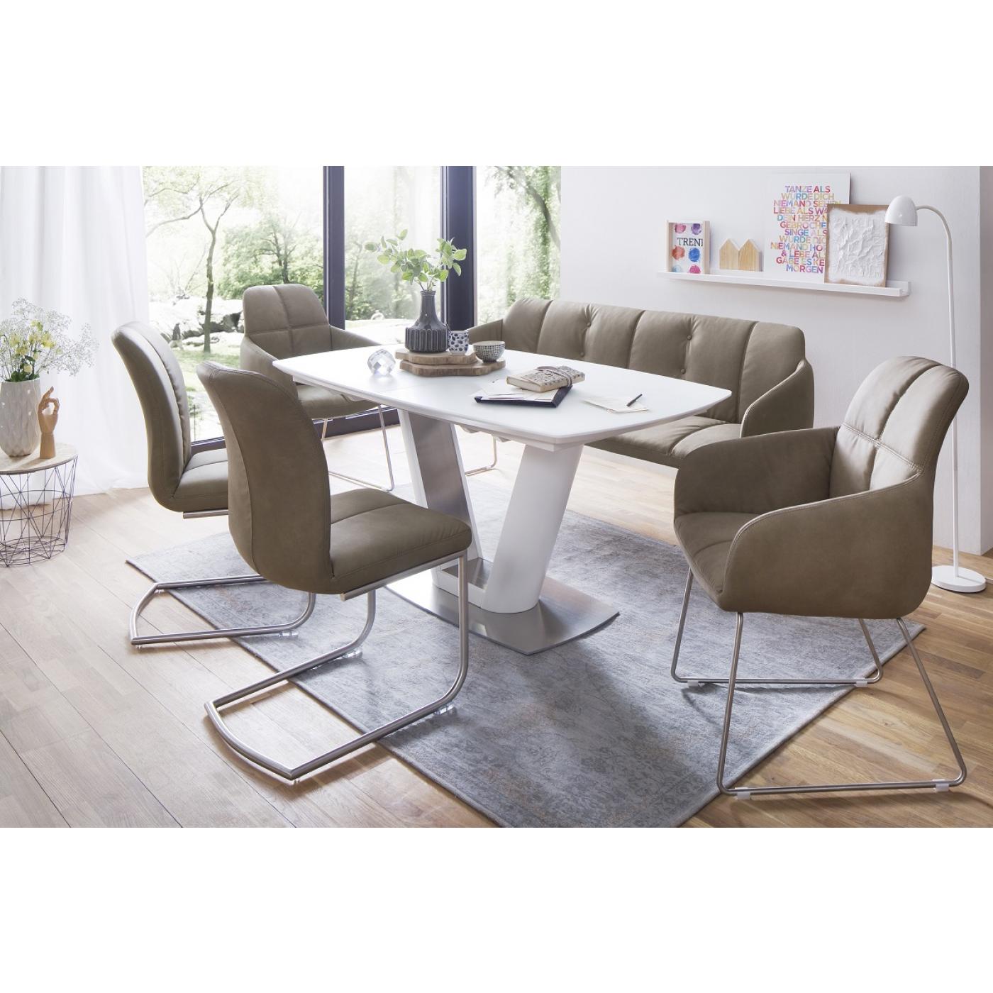 Esszimmerbank Tessera mit Armlehnen | 160/180 | Kunstleder | schlammfarben | verschiedene Größen