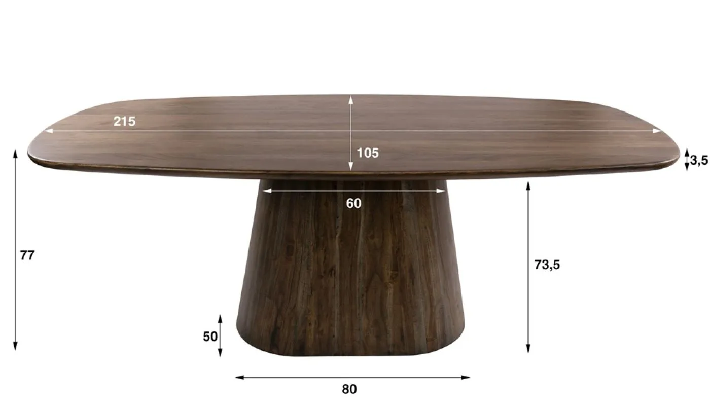 Esszimmertisch Gloria | oval | 215cm | Akazie massiv | braun