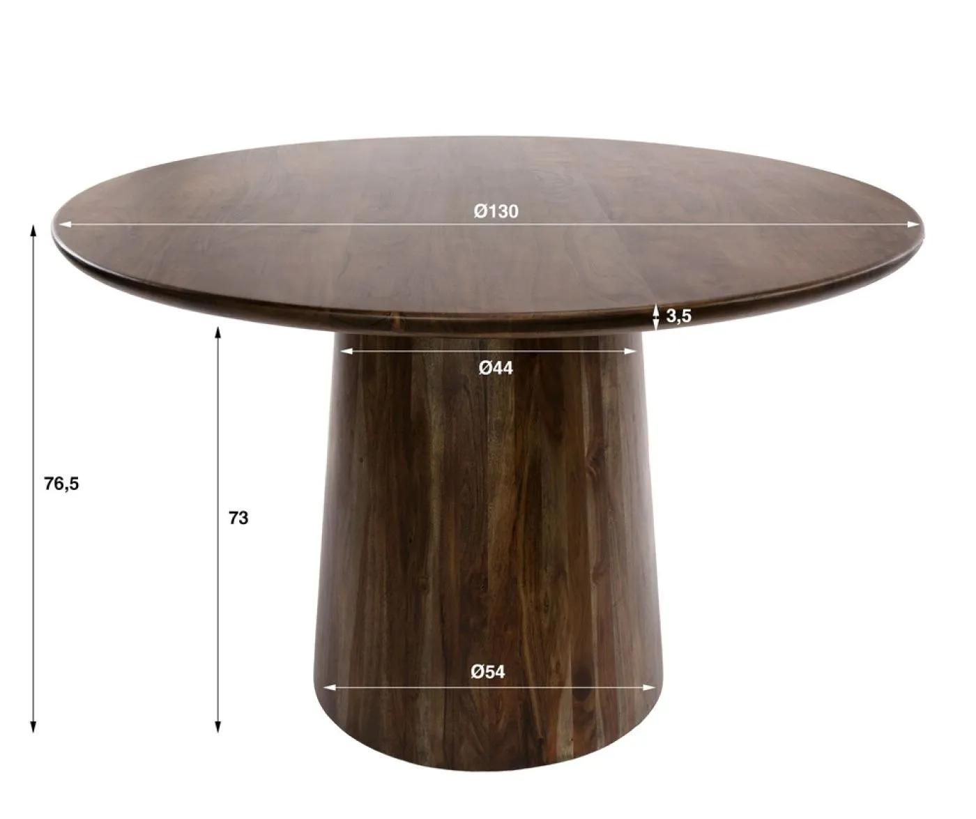 Esszimmertisch Gloria | rund | Ø130cm | Akazie massiv | braun