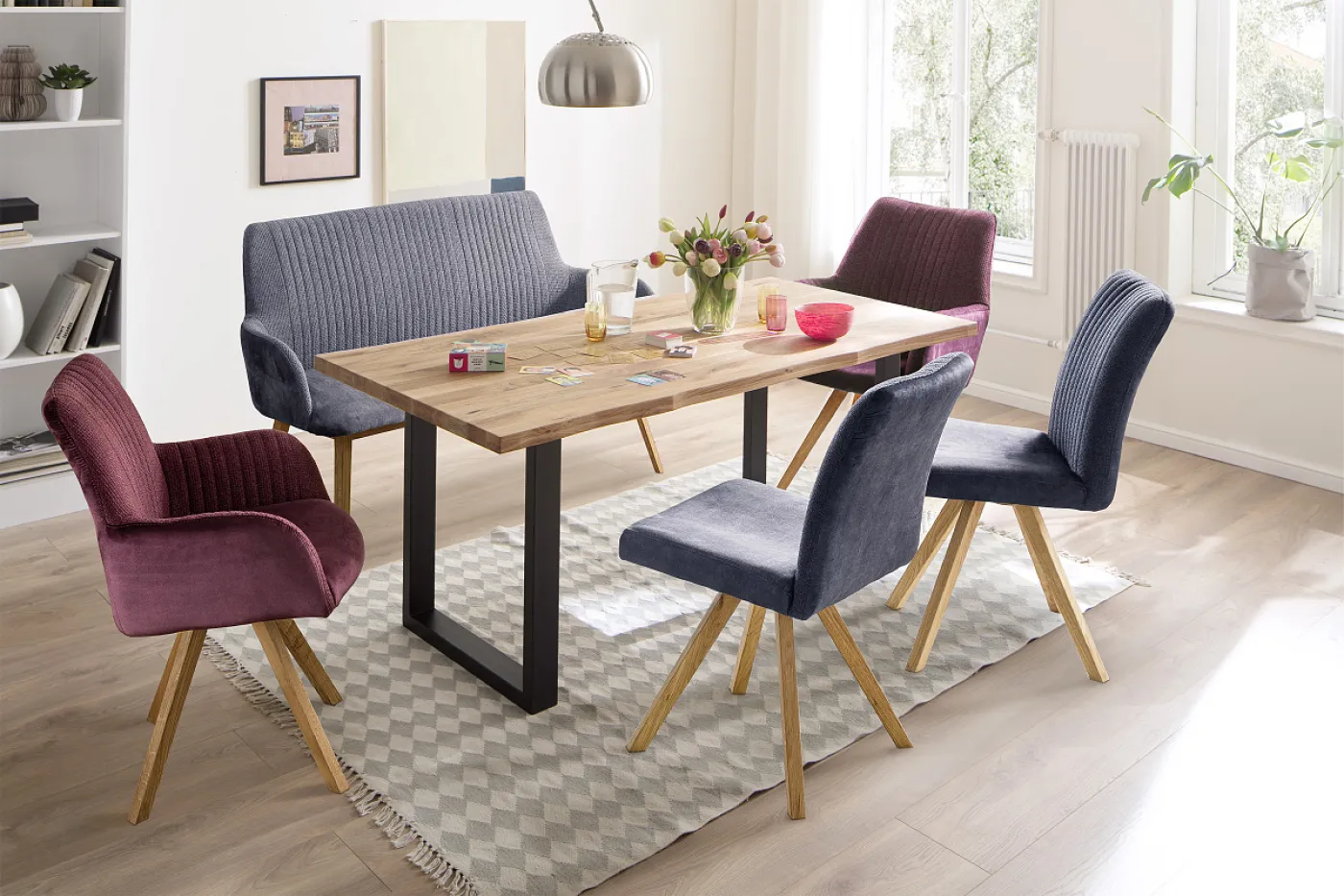 Esszimmertisch Rockford |180 x 90 | Wildeiche massiv | U-Gestell