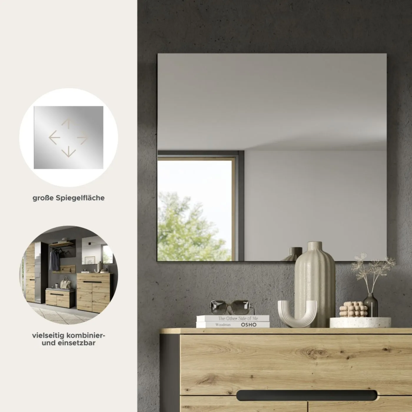 Flurspiegel | Garderobenspiegel Canu | grau