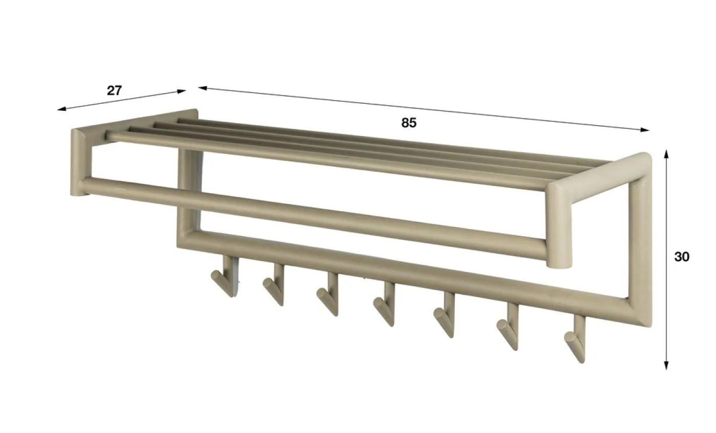 Garderobe Wandgarderobe Torino | mit Hutablage & Kleiderstange | Stahl | beige