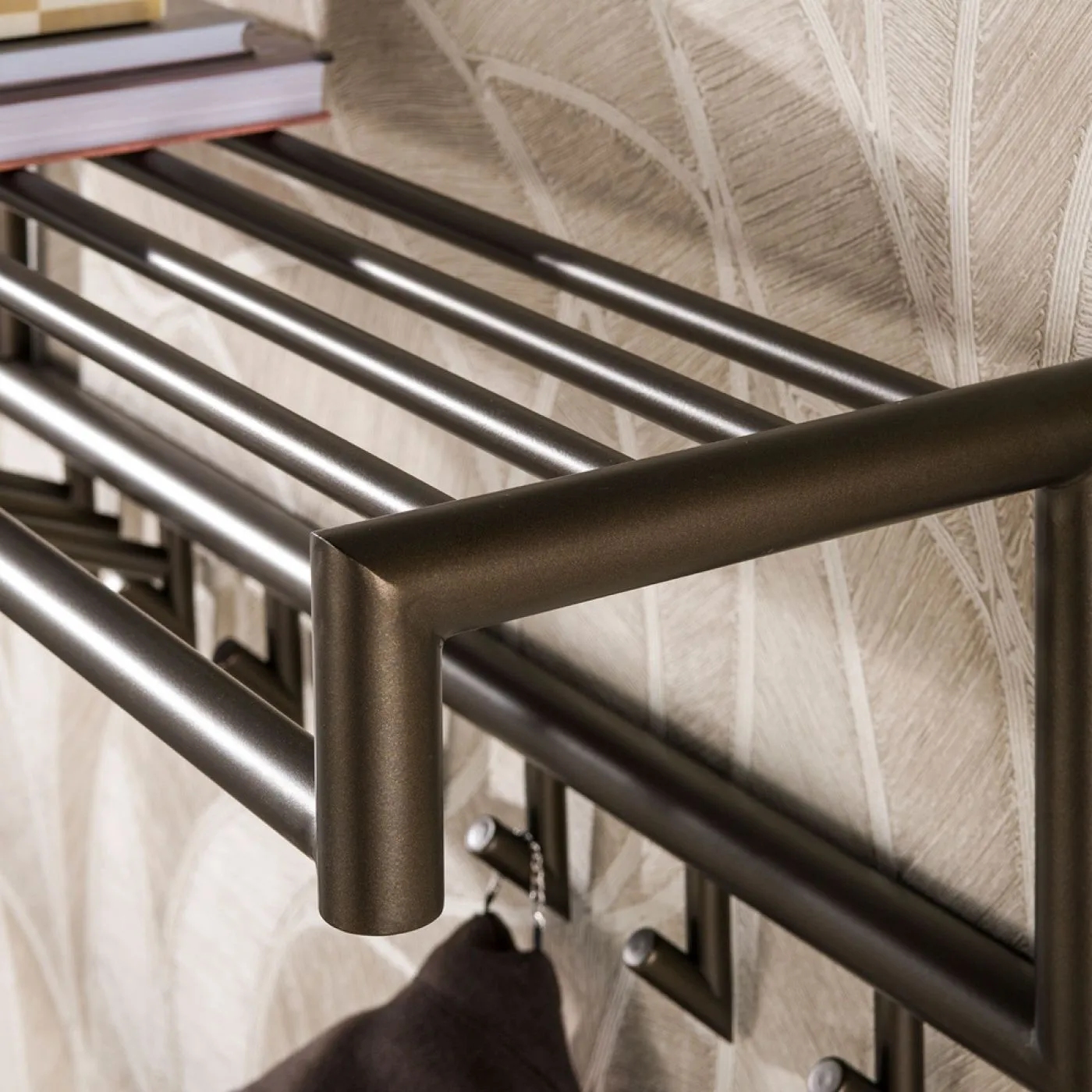 Garderobe Wandgarderobe Torino | mit Hutablage & Kleiderstange | Stahl | drift brown