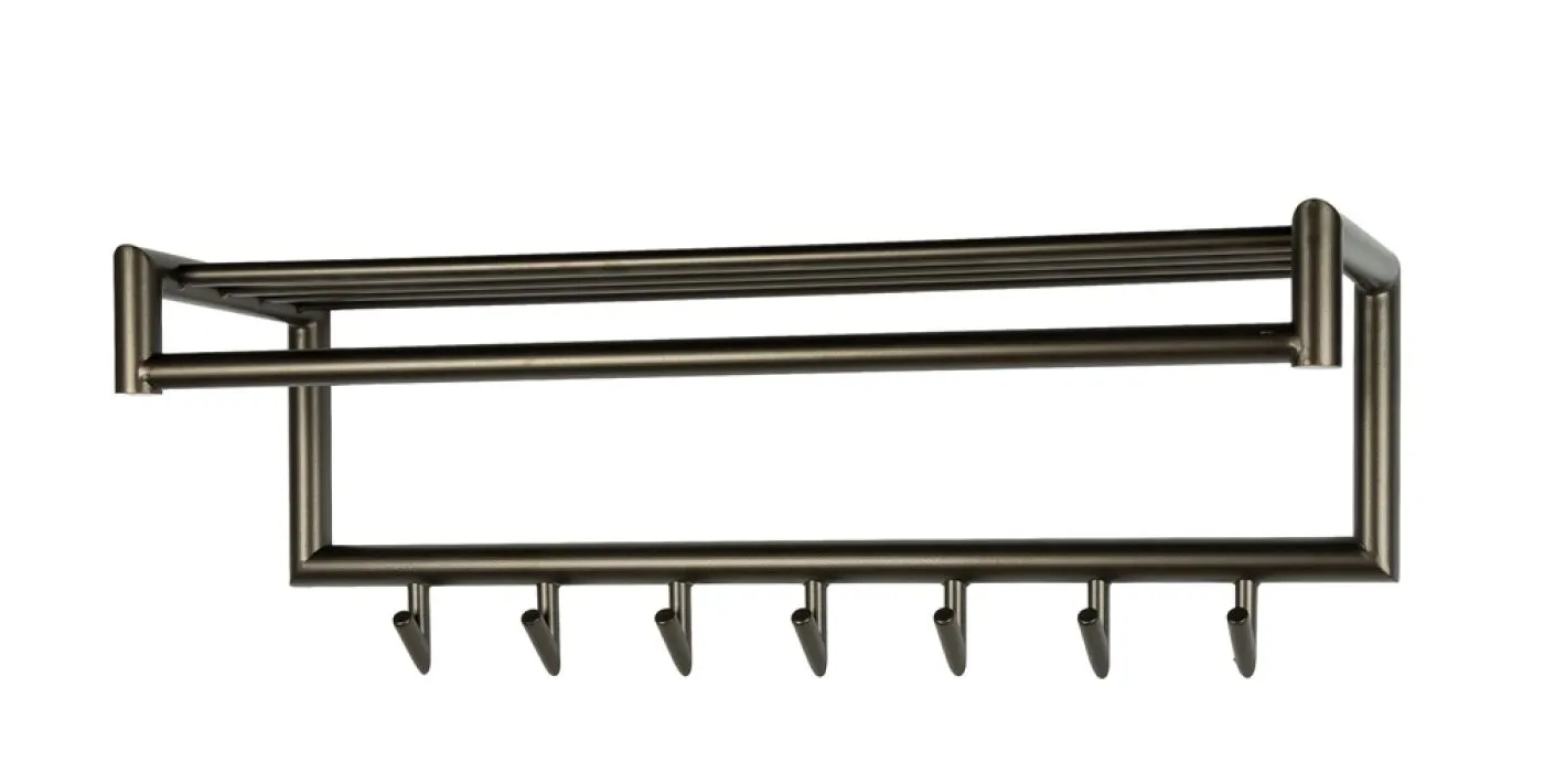 Garderobe Wandgarderobe Torino | mit Hutablage & Kleiderstange | Stahl | drift brown