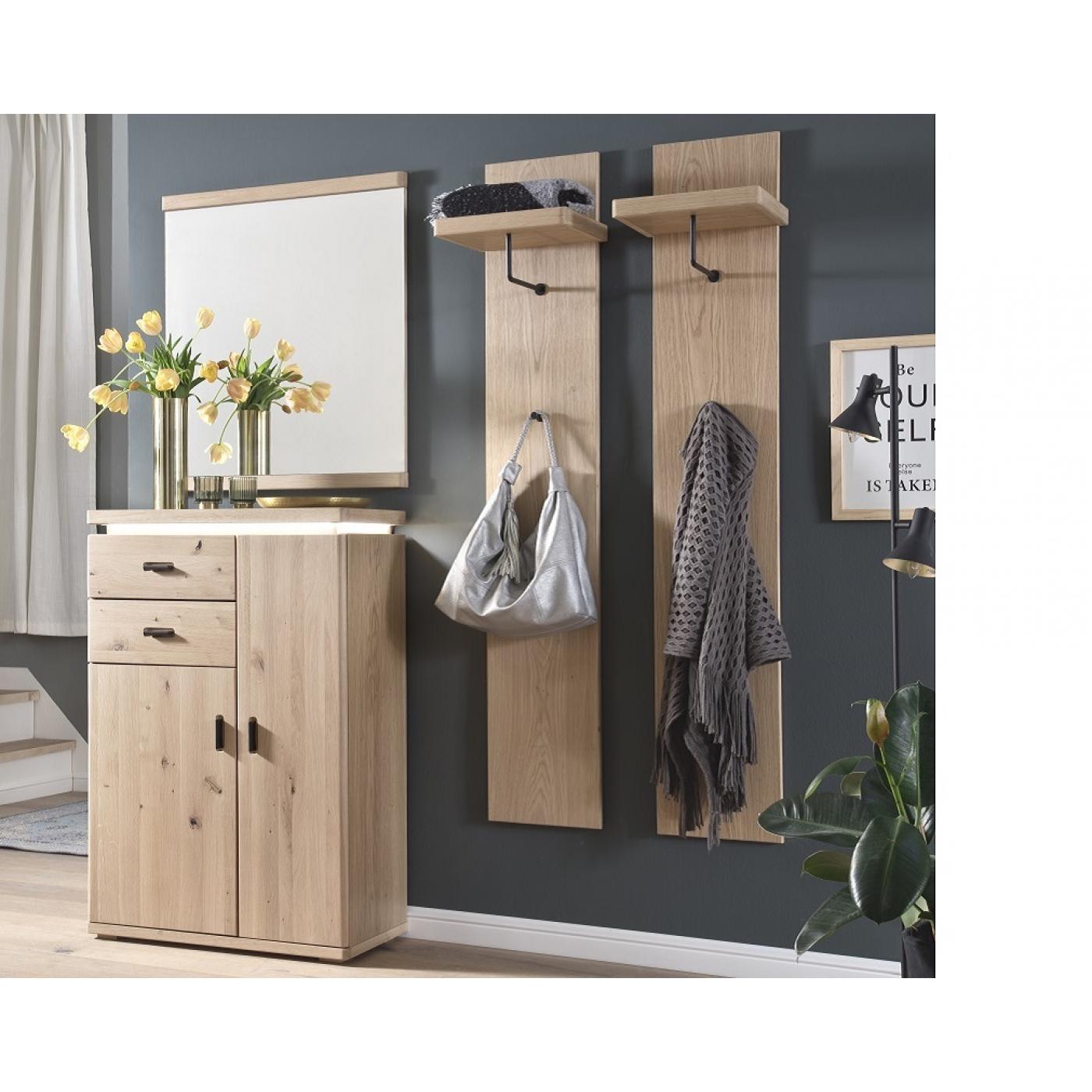 Garderoben Set Barcelona | Balkeneiche Bianco / Eiche Bianco | 4-teilig | inkl. LED Beleuchtung