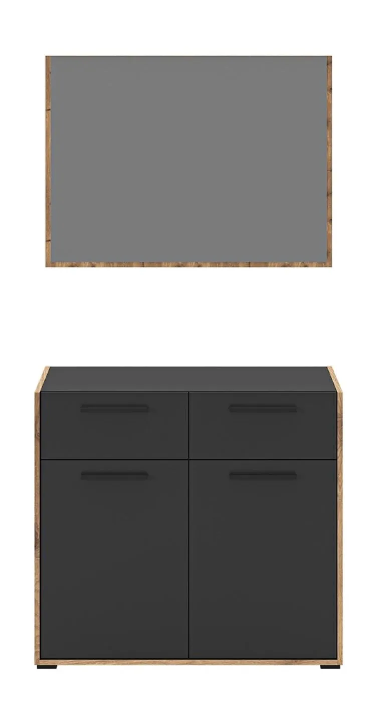 Garderoben-Set Bueno | Basalt grau / Nox Oak | 2-teilig