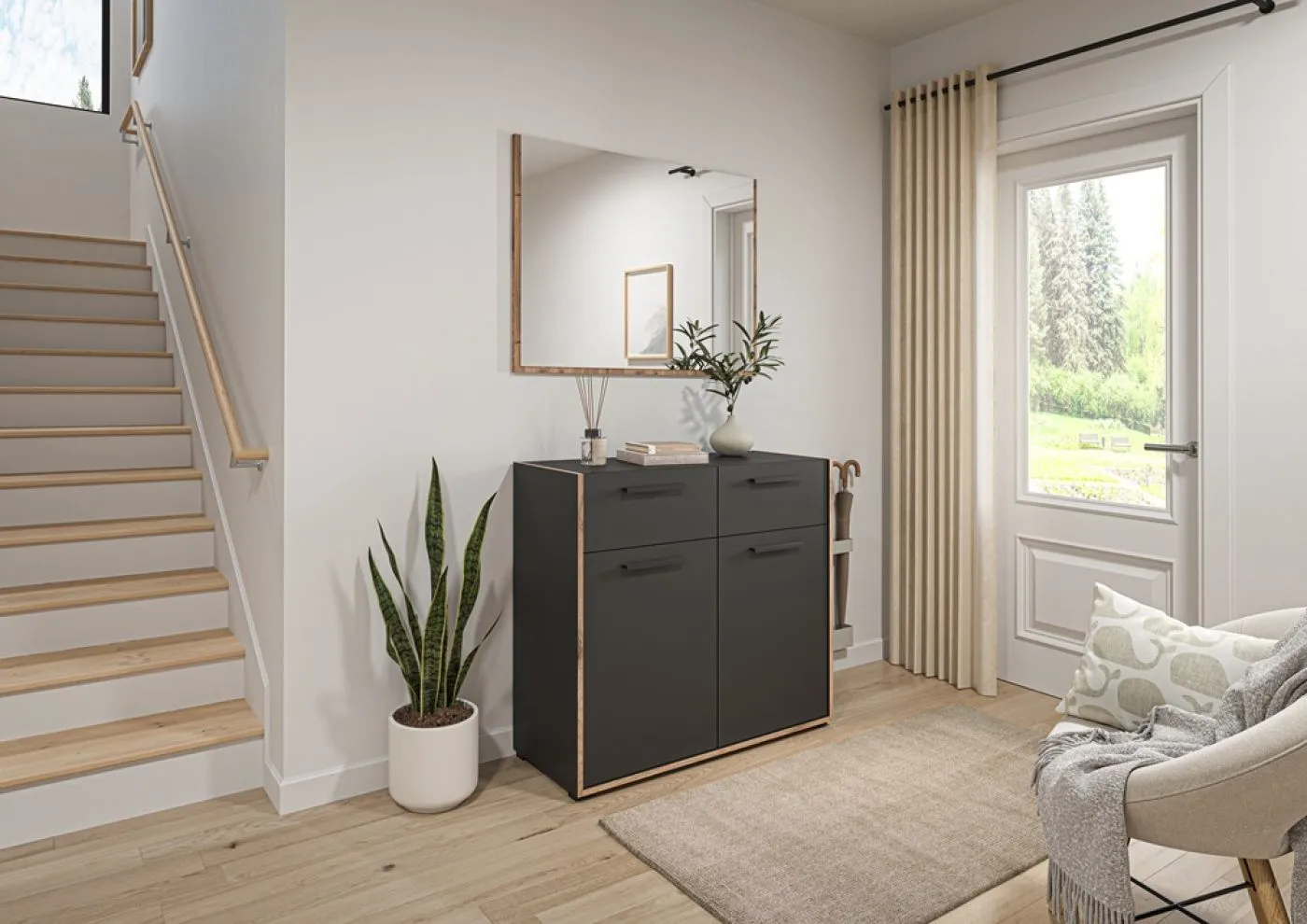 Garderoben-Set Bueno | Basalt grau / Nox Oak | 2-teilig