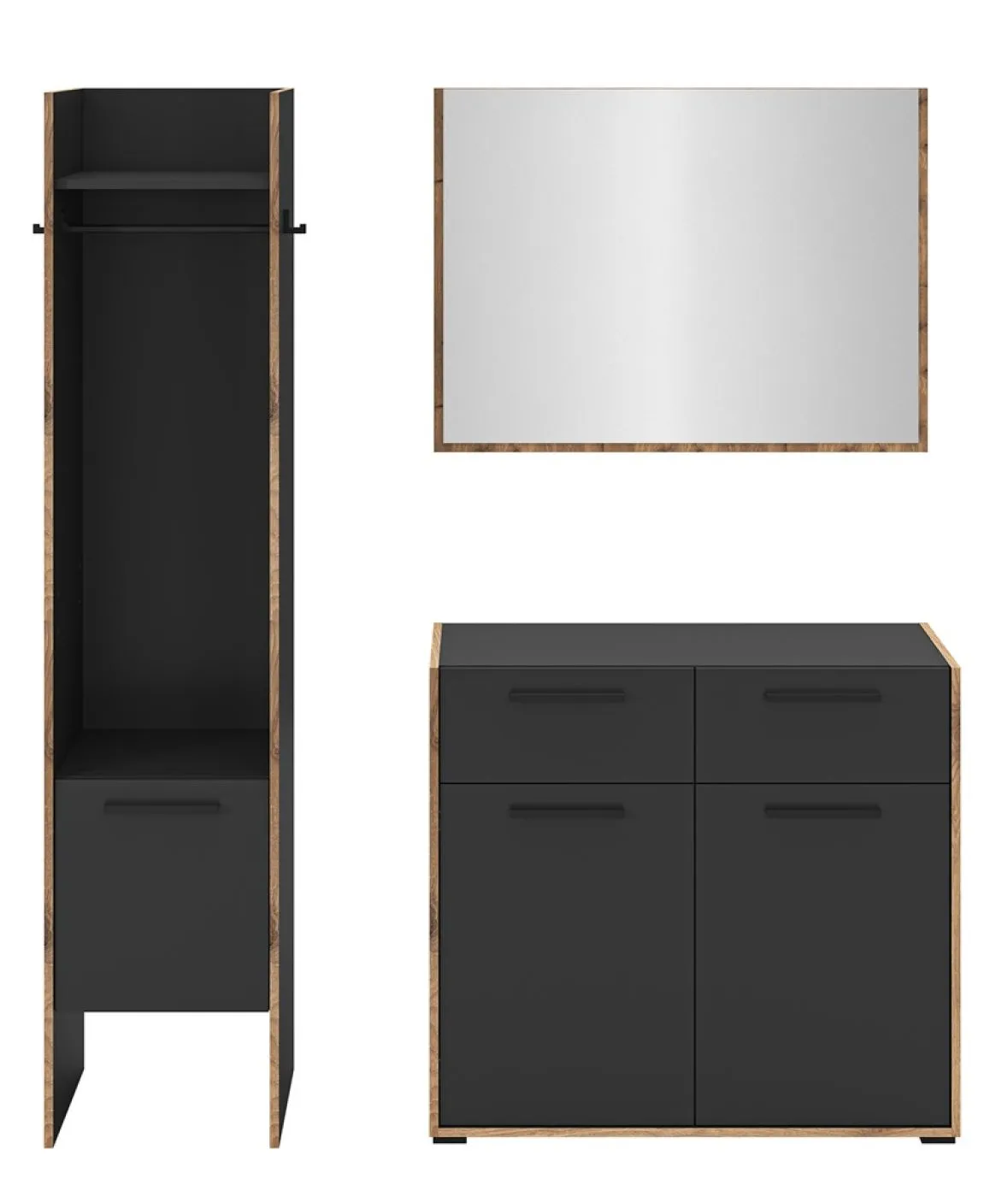 Garderoben-Set Bueno | Basalt grau / Nox Oak | 3-teilig