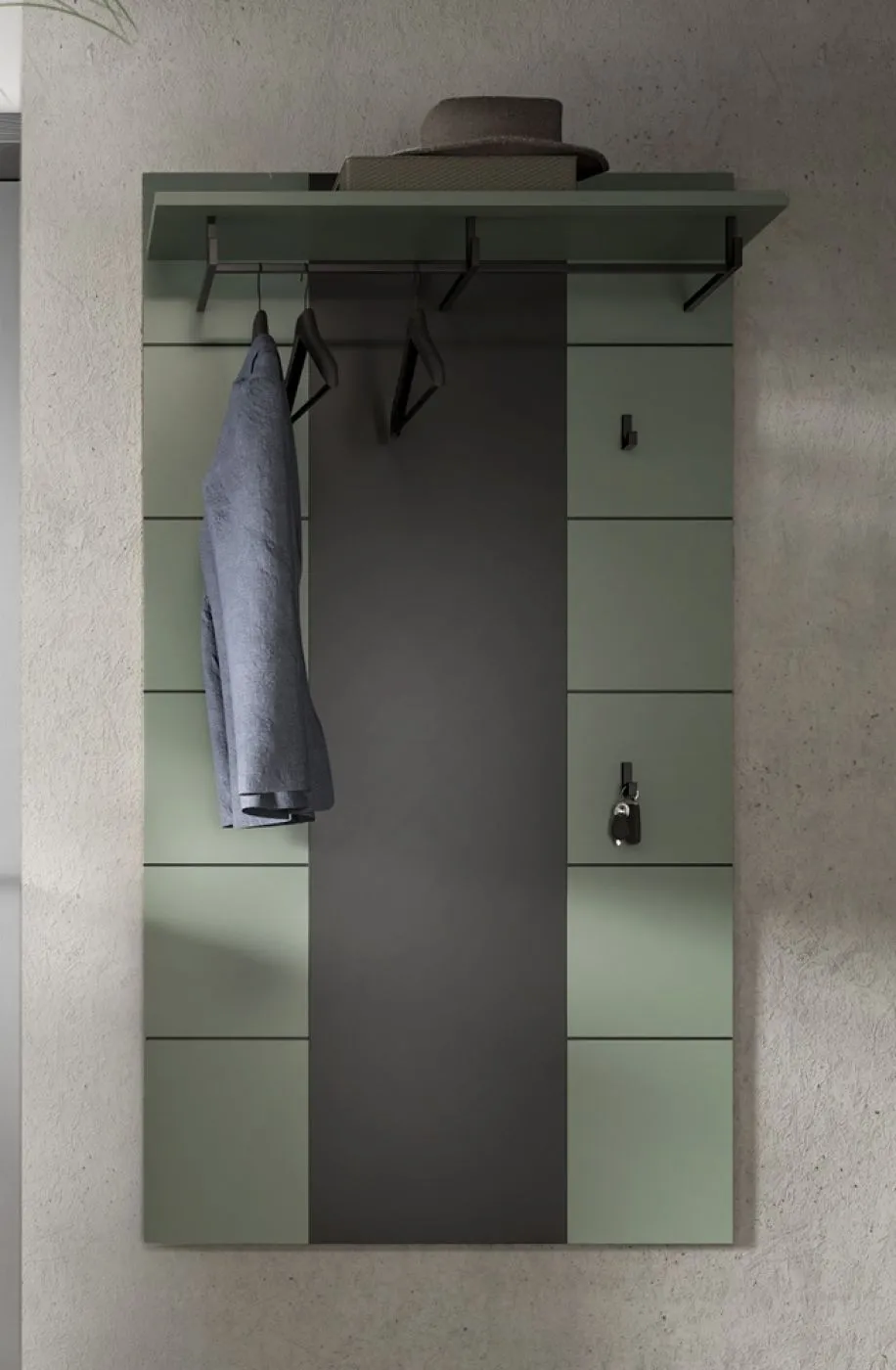 Garderoben-Set Canu 1 | Basalt grau / Smoke Green | 3-teilig mit Sitzkissen