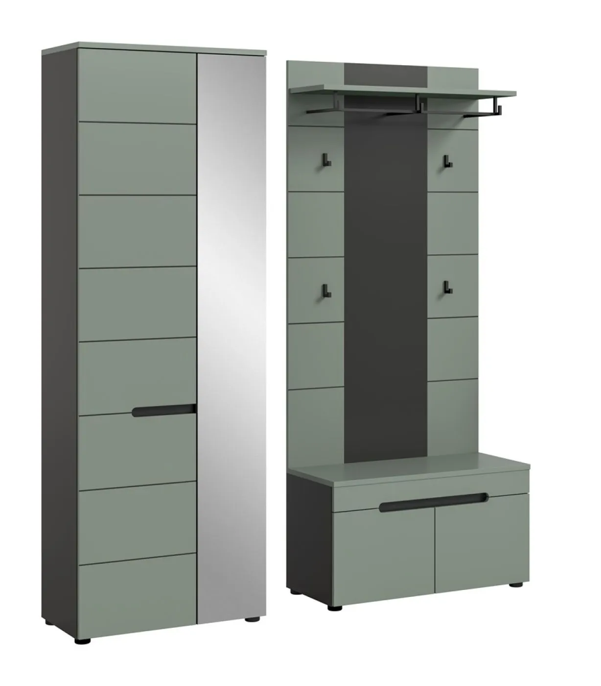 Garderoben-Set Canu 1 | Basalt grau / Smoke Green | 3-teilig ohne