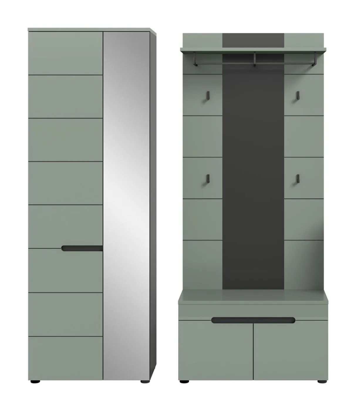 Garderoben-Set Canu 1 | Basalt grau / Smoke Green | 3-teilig ohne