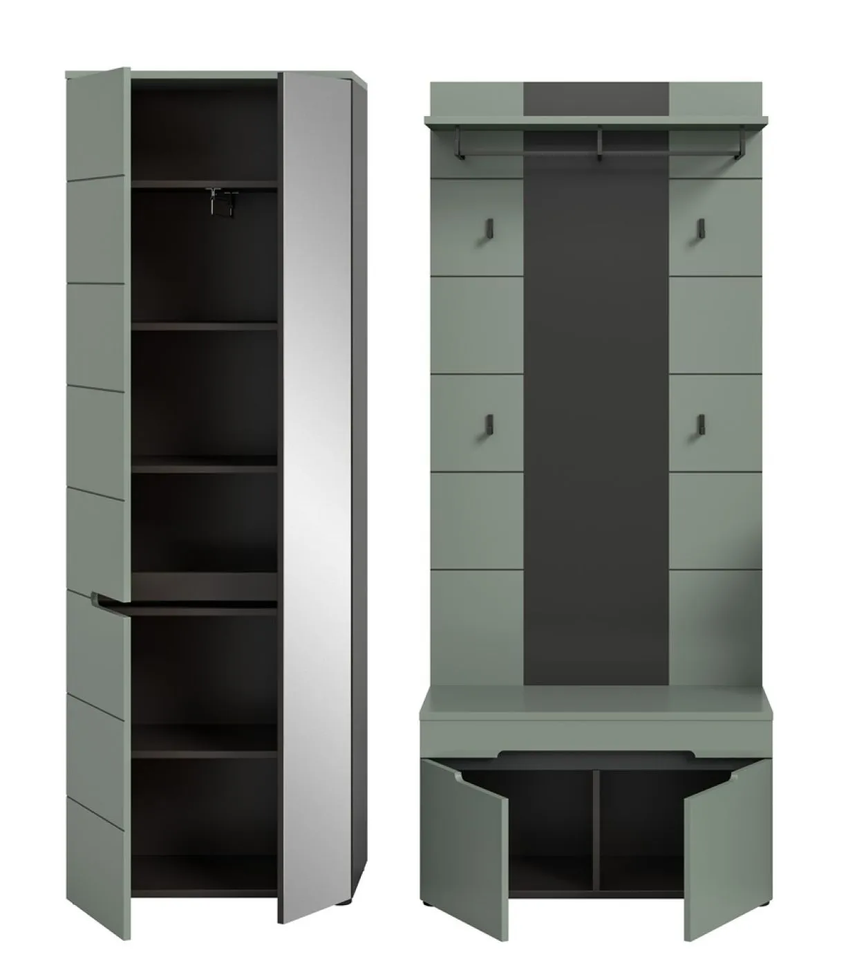Garderoben-Set Canu 1 | Basalt grau / Smoke Green | 3-teilig ohne