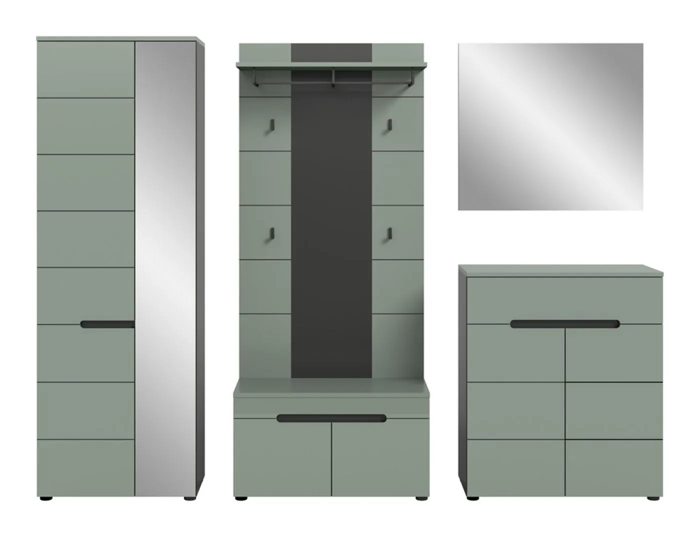 Garderoben-Set Canu 1 | Basalt grau / Smoke Green | 5-teilig ohne