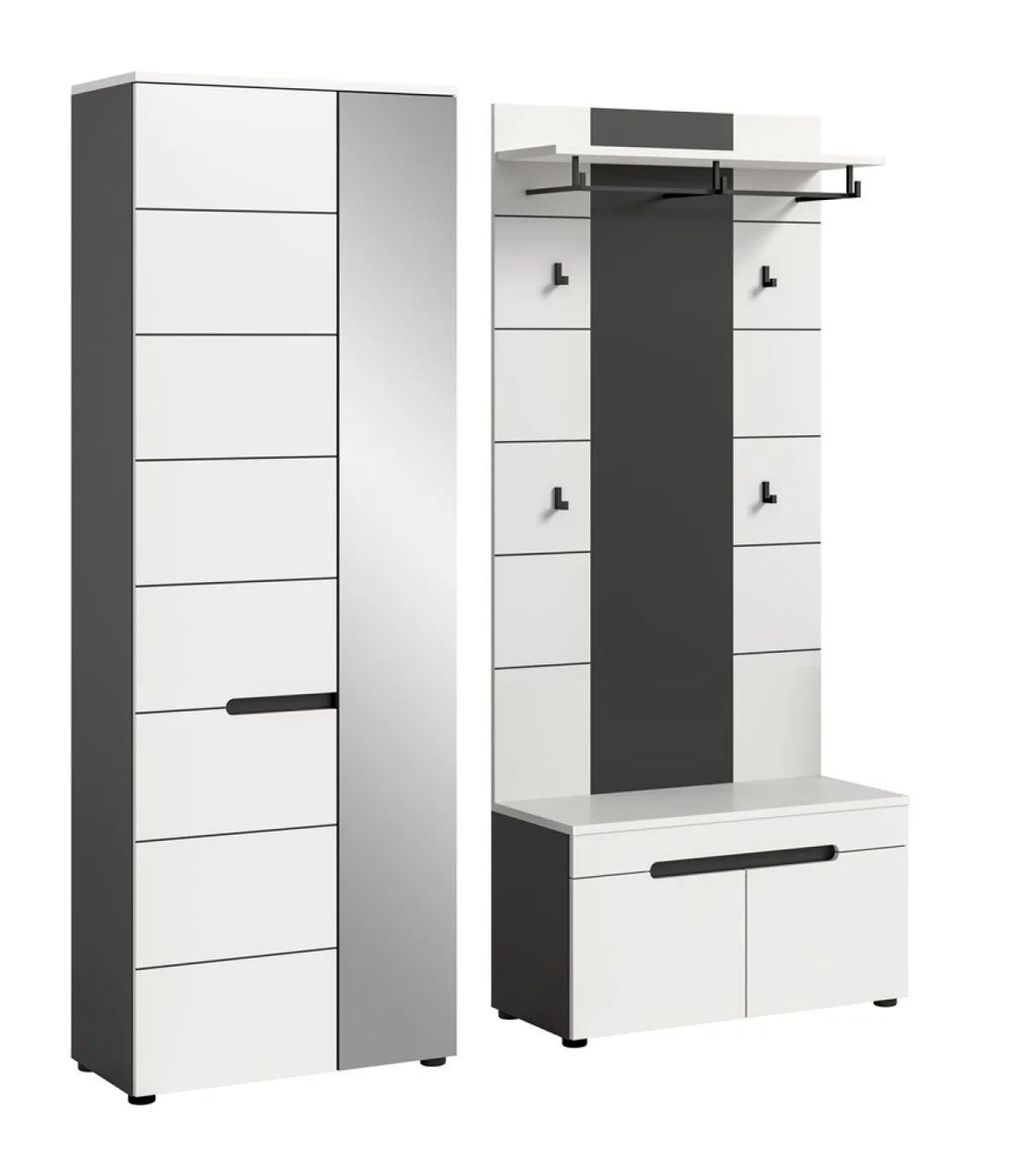 Garderoben-Set Canu 1 | Basalt grau / Weiß | 3-teilig