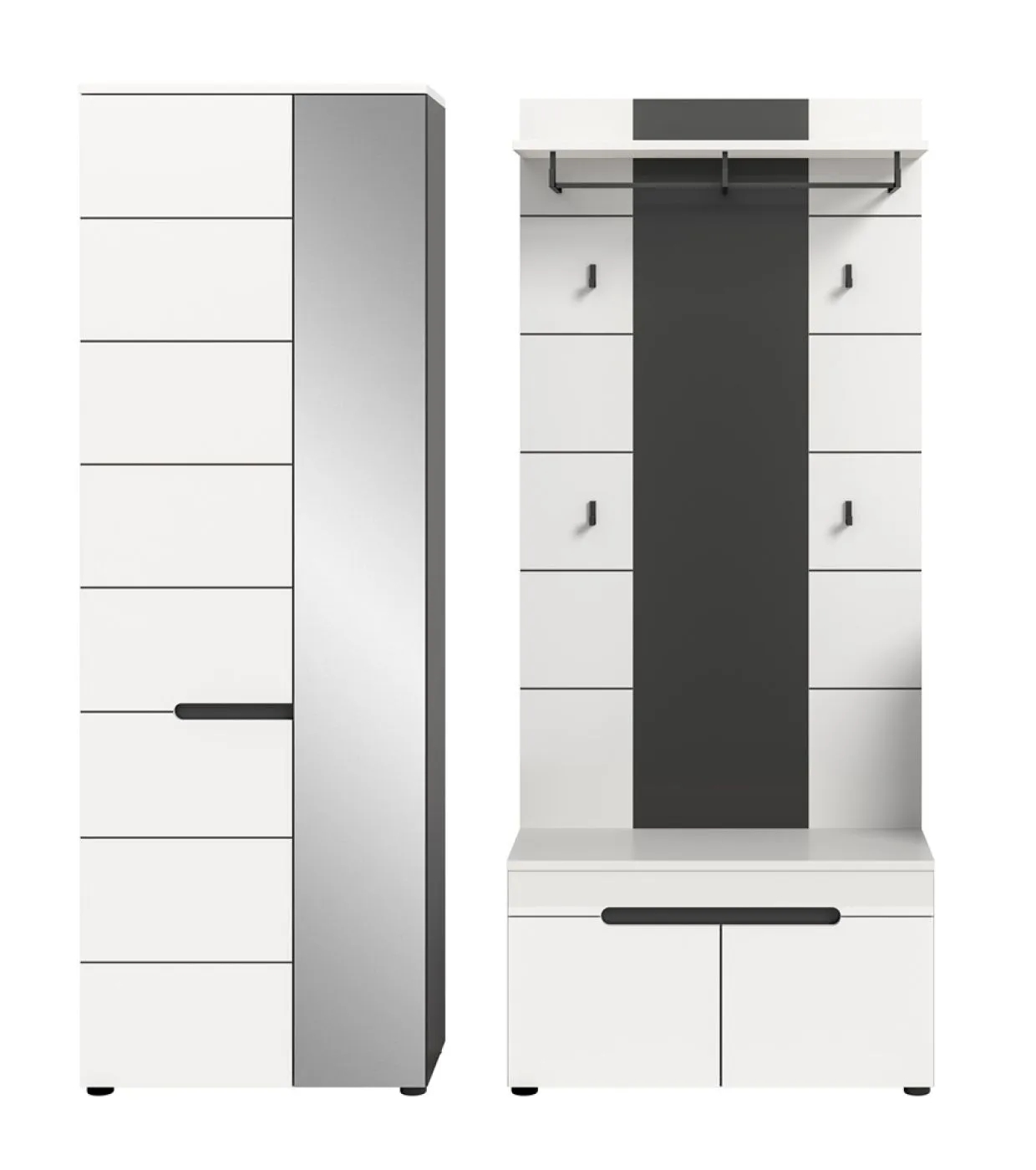 Garderoben-Set Canu 1 | Basalt grau / Weiß | 3-teilig mit Sitzkissen