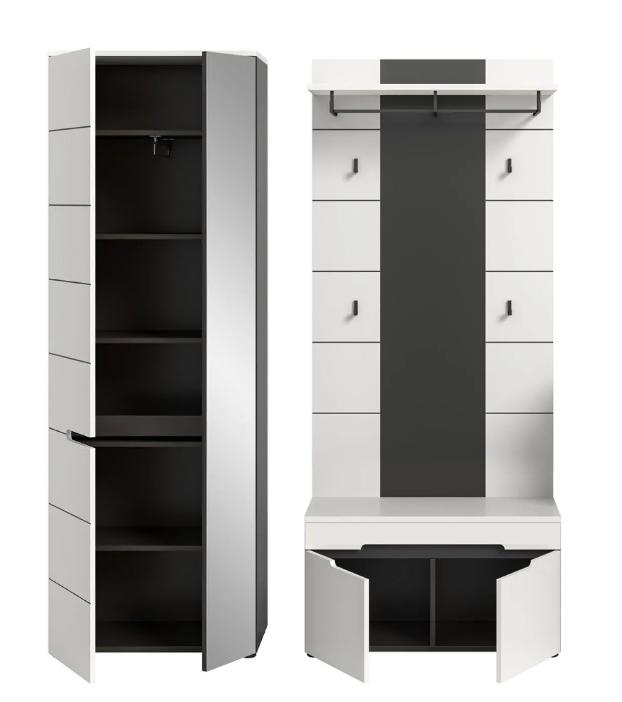 Garderoben-Set Canu 1 | Basalt grau / Weiß | 3-teilig ohne