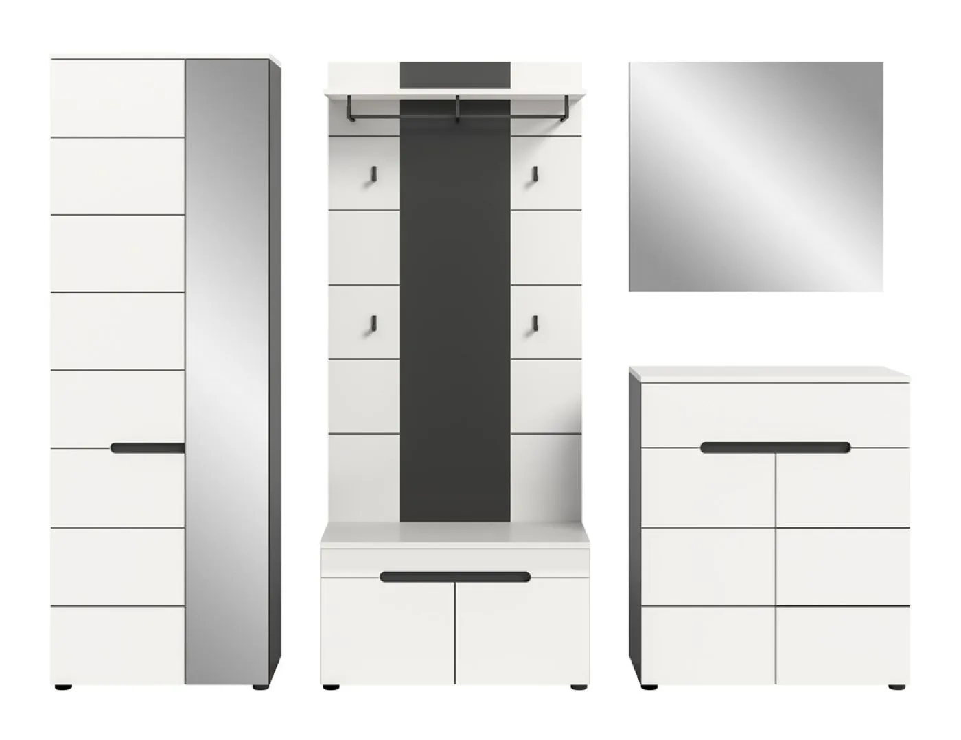 Garderoben-Set Canu 1 | Basalt grau / Weiß | 5-teilig