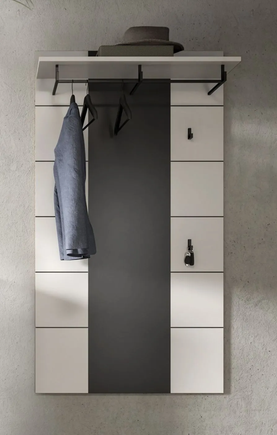 Garderoben-Set Canu 1 | Basalt grau / Weiß | 5-teilig mit Kissen