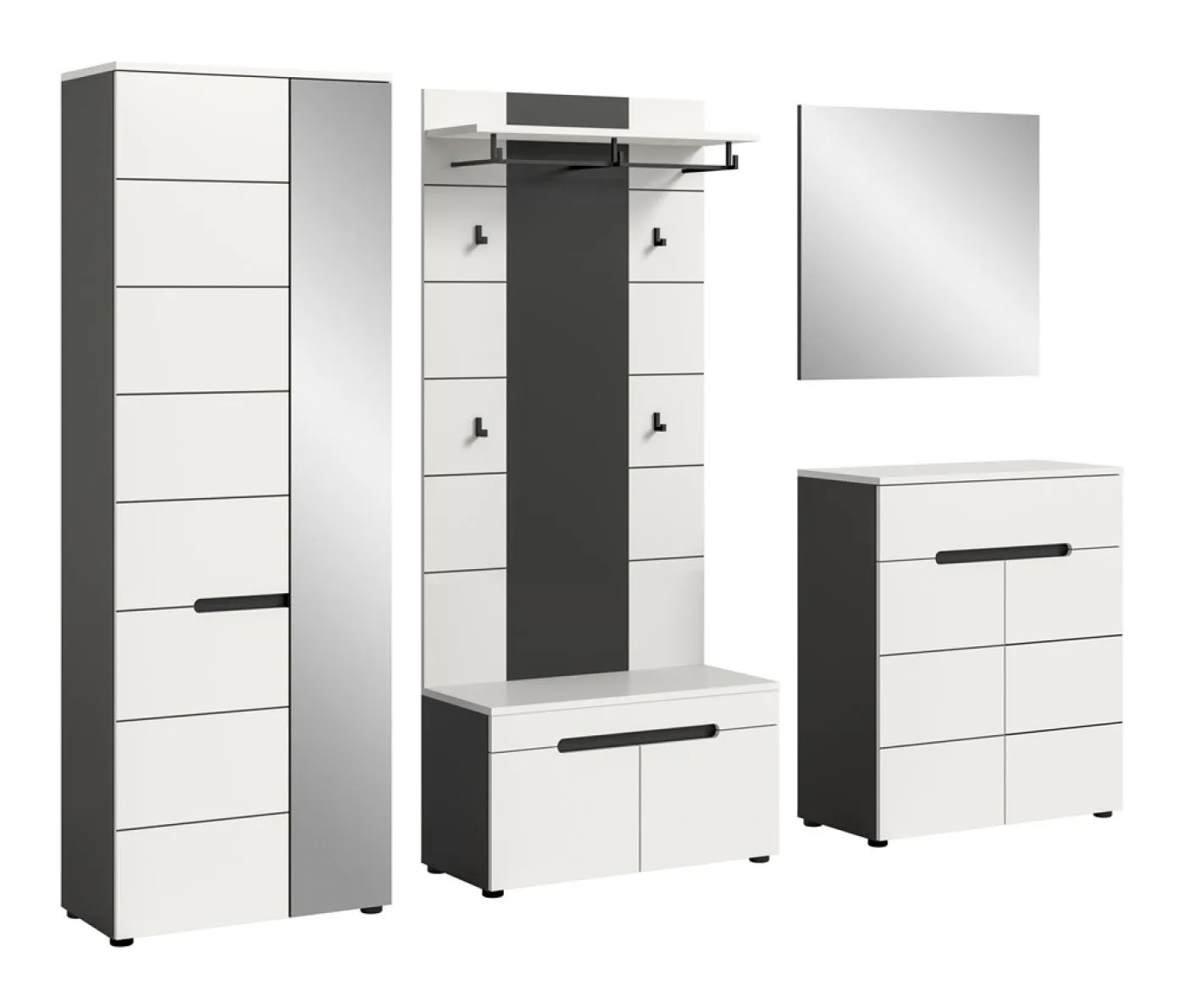 Garderoben-Set Canu 1 | Basalt grau / Weiß | 5-teilig ohne