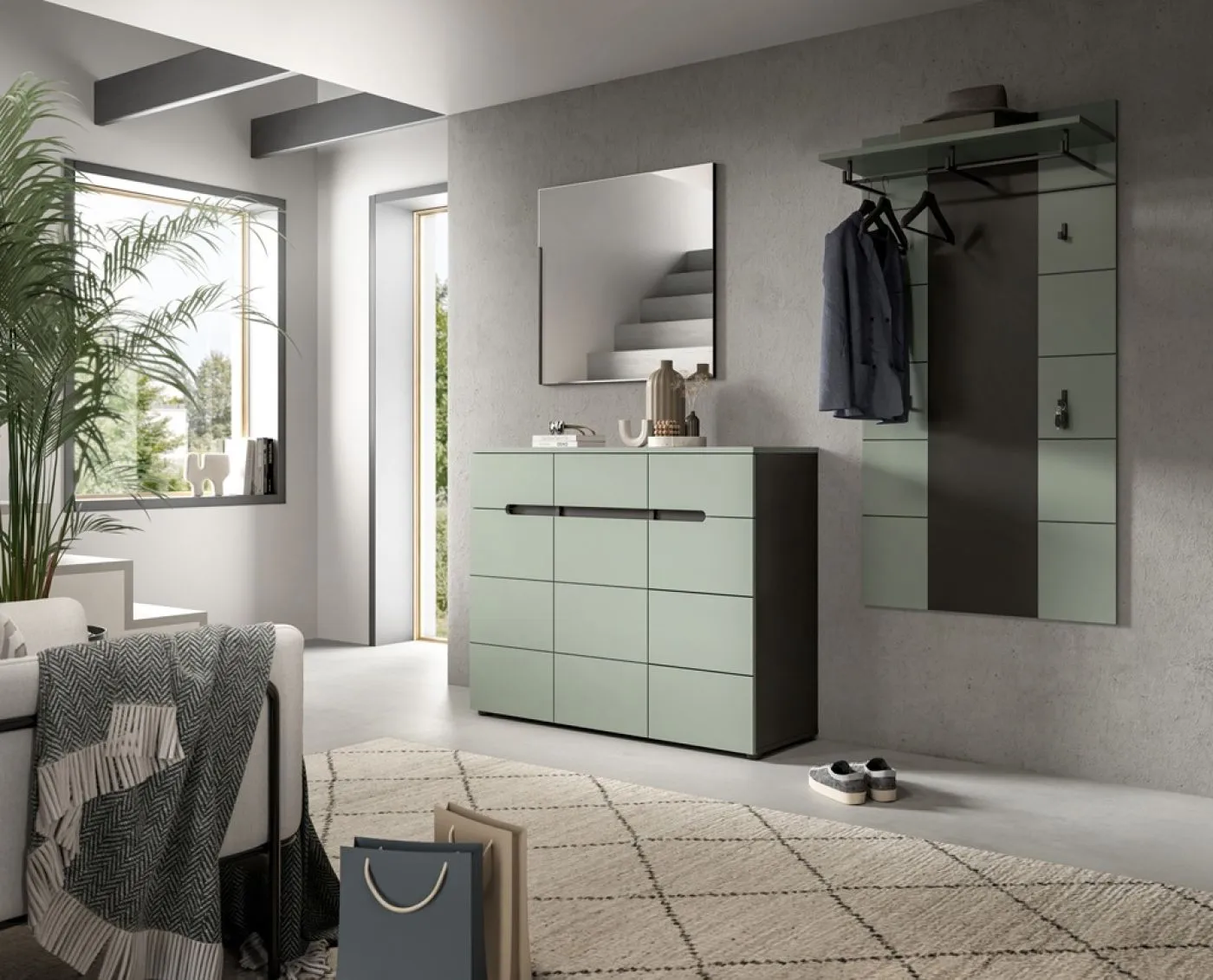 Garderoben-Set Canu 2 | Basalt grau / Smoke Green | 3-teilig