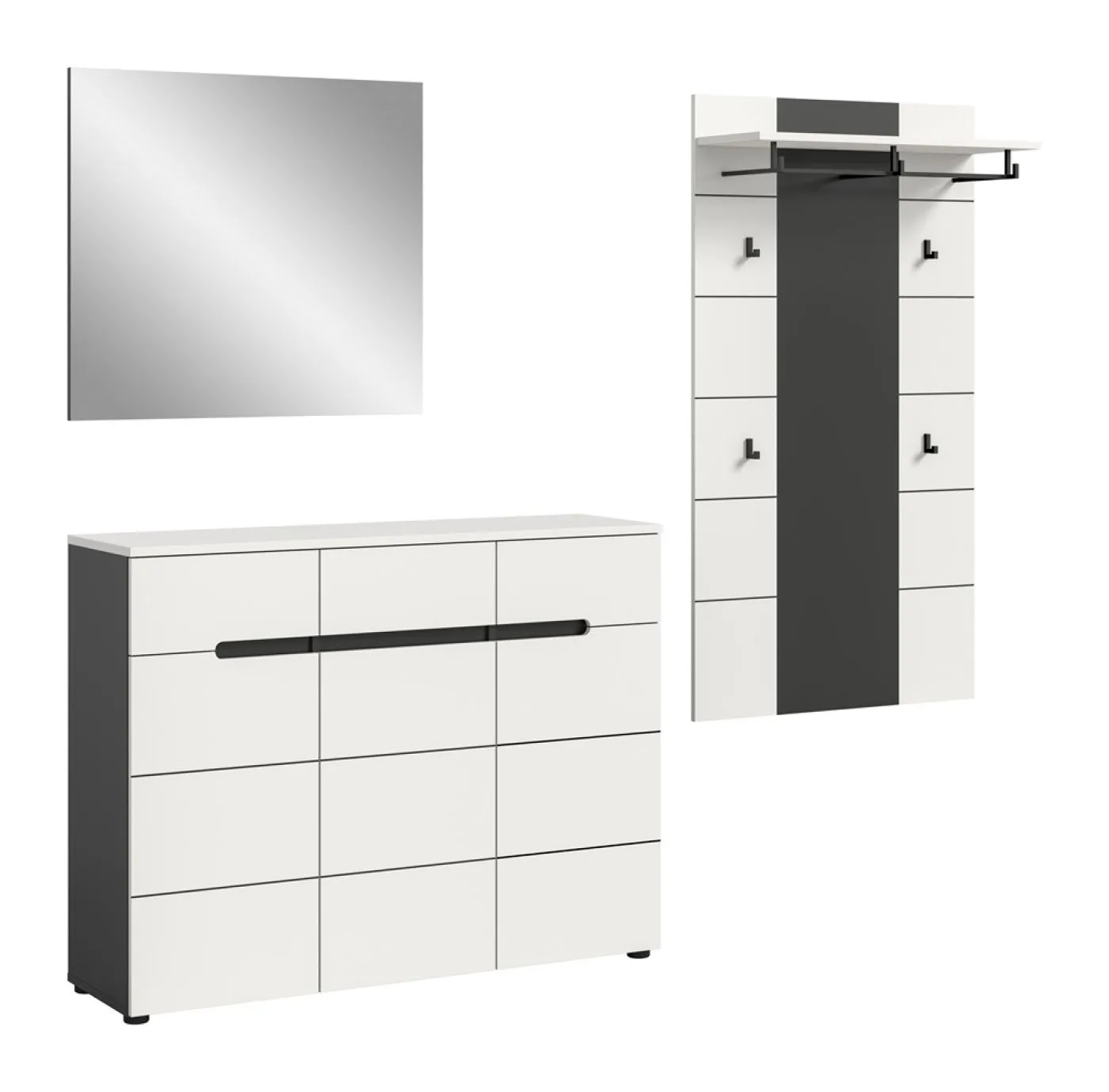 Garderoben-Set Canu 2 | Basalt grau / Weiß | 3-teilig