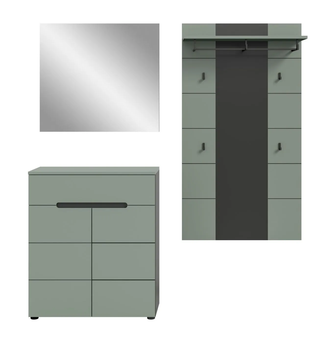 Garderoben-Set Canu 3 | Basalt grau / Smoke Green | 3-teilig