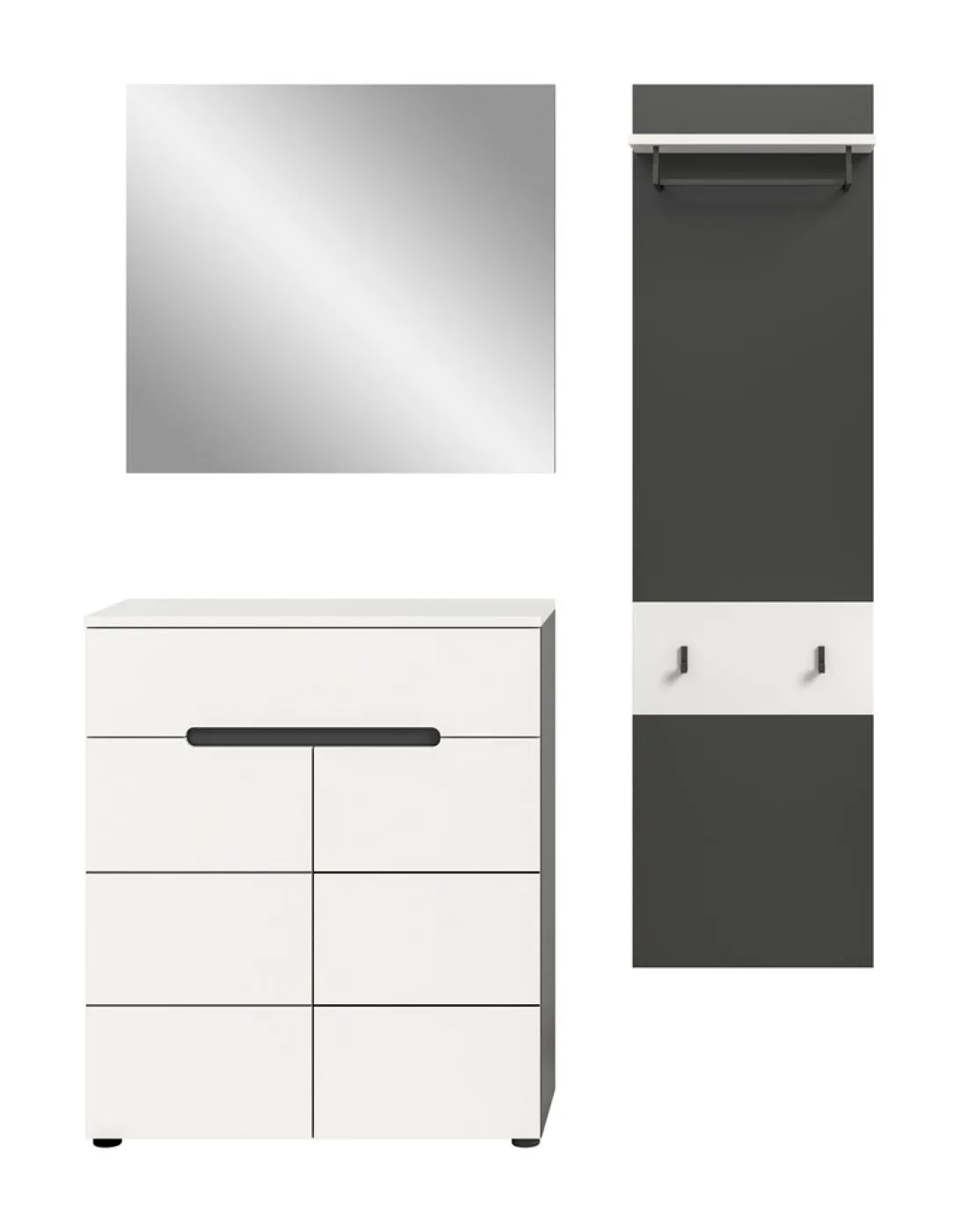 Garderoben-Set Canu 5 | Basalt grau / Weiß | 3-teilig