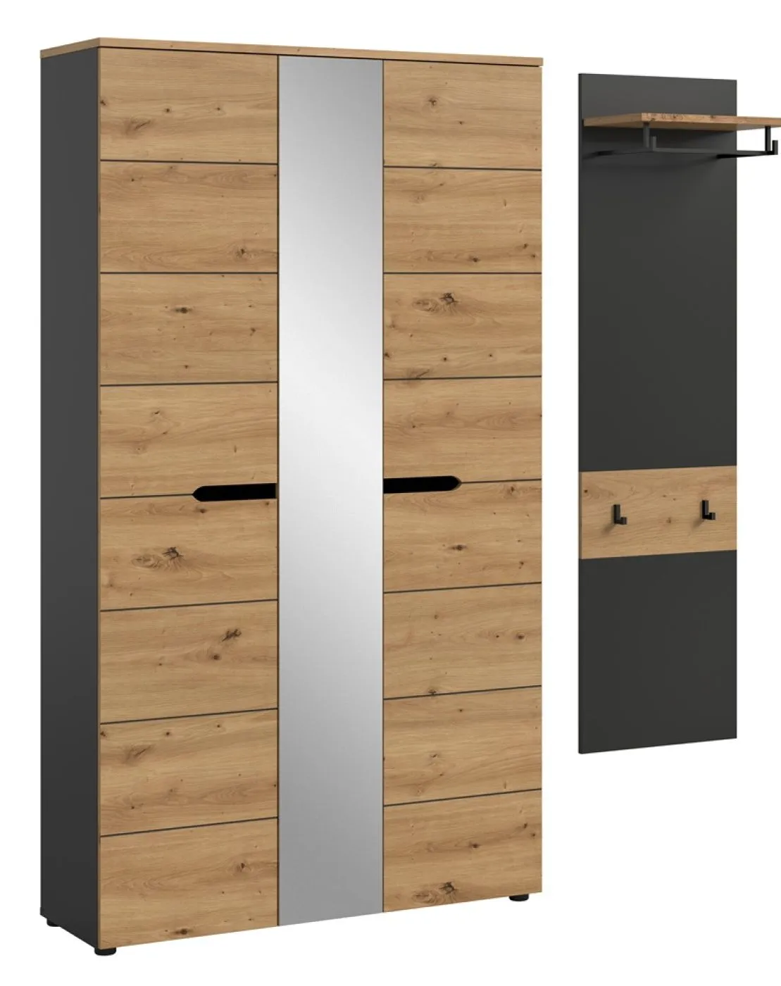 Garderoben-Set Canu | Basalt grau / Artisan Eiche | 2-teilig